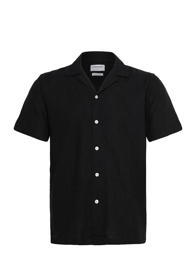 Lindbergh - Casual linen blend resort S/S - linneskjortor - black - 1