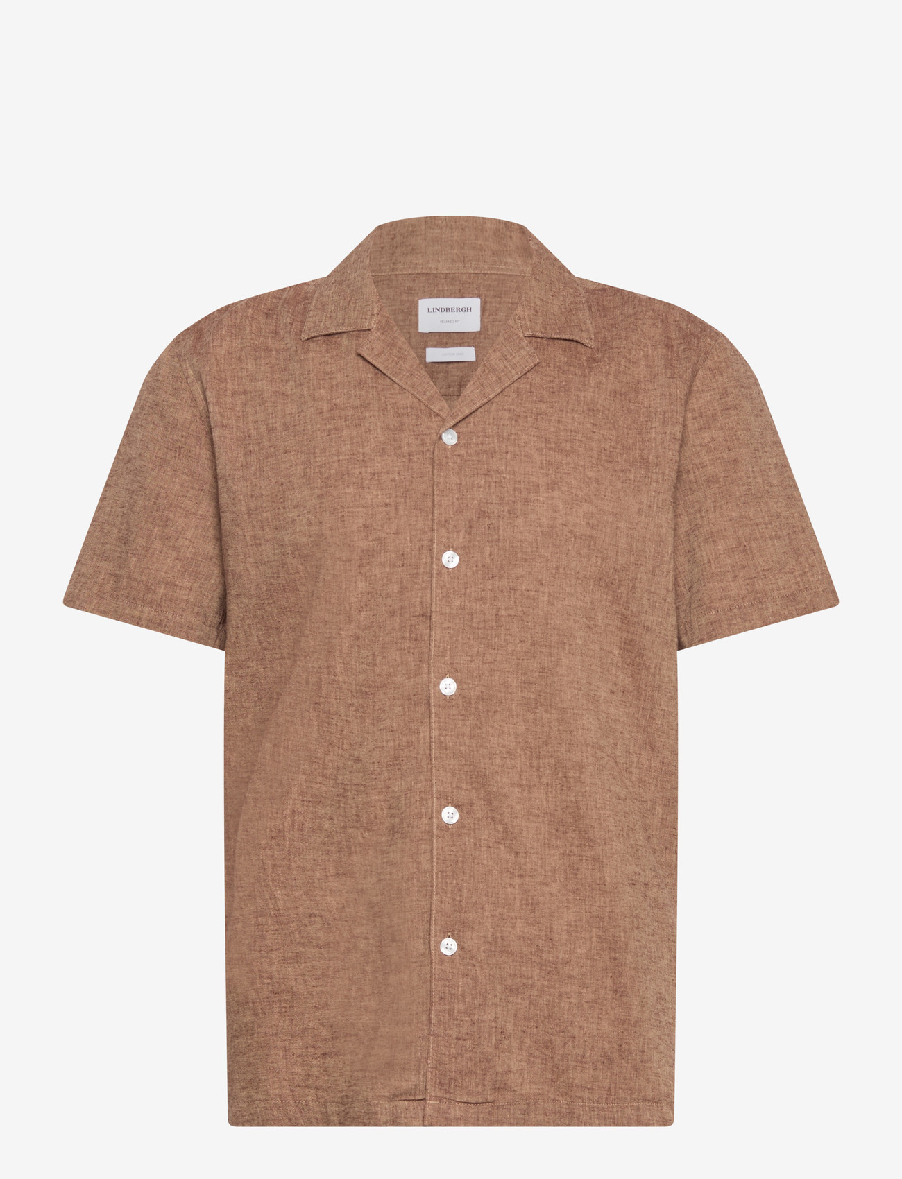 Lindbergh - Casual linen blend resort S/S - kortærmede skjorter - brown - 1