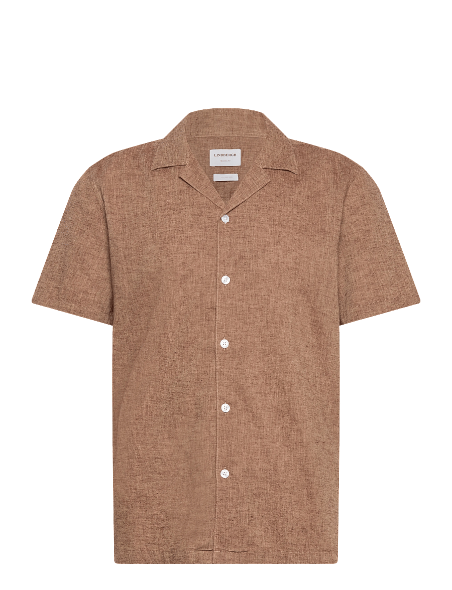 Lindbergh - Casual linen blend resort S/S - kurzarmhemden - brown - 1