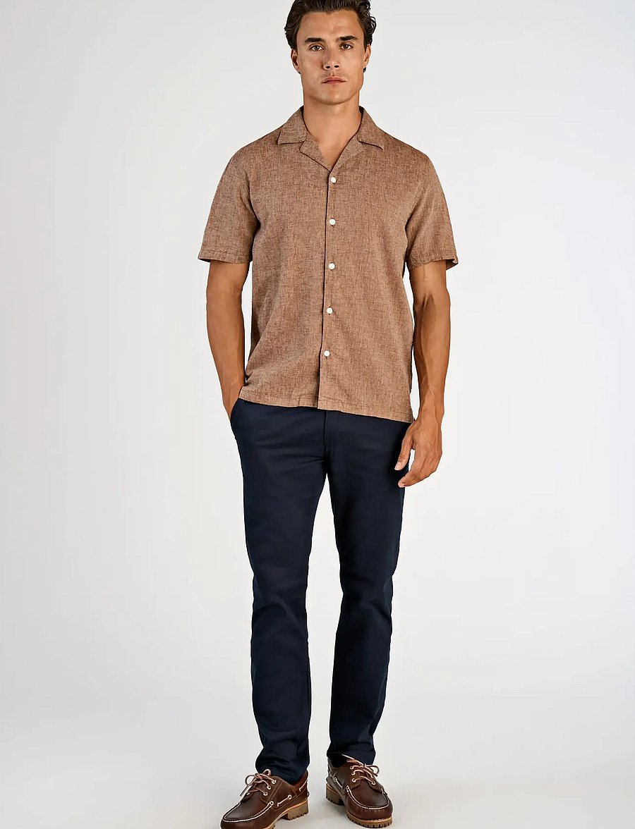 Lindbergh - Casual linen blend resort S/S - kurzarmhemden - brown - 0