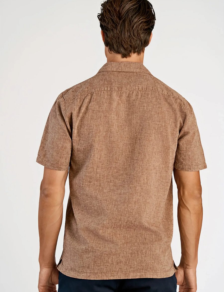 Lindbergh - Casual linen blend resort S/S - kurzarmhemden - brown - 4