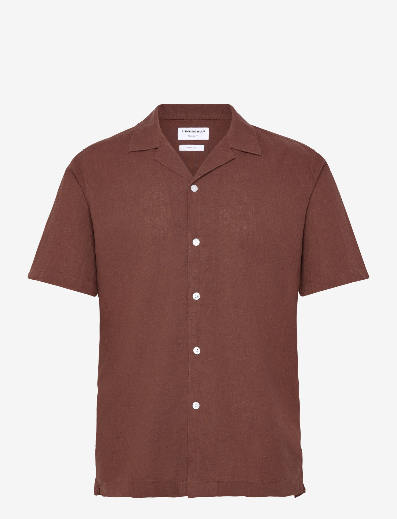 Lindbergh - Casual linen blend resort S/S - kortærmede skjorter - cacao - 1