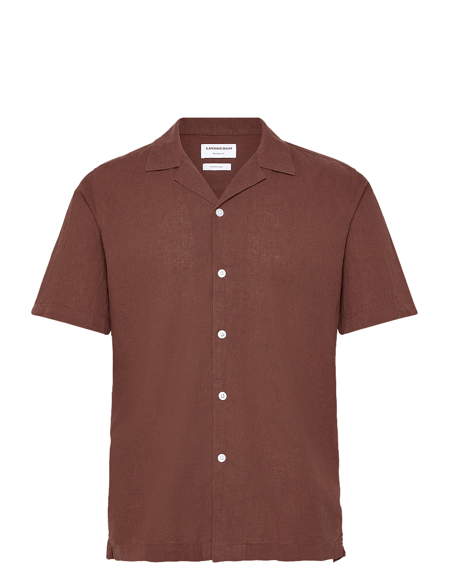 Lindbergh - Casual linen blend resort S/S - kurzarmhemden - cacao - 1