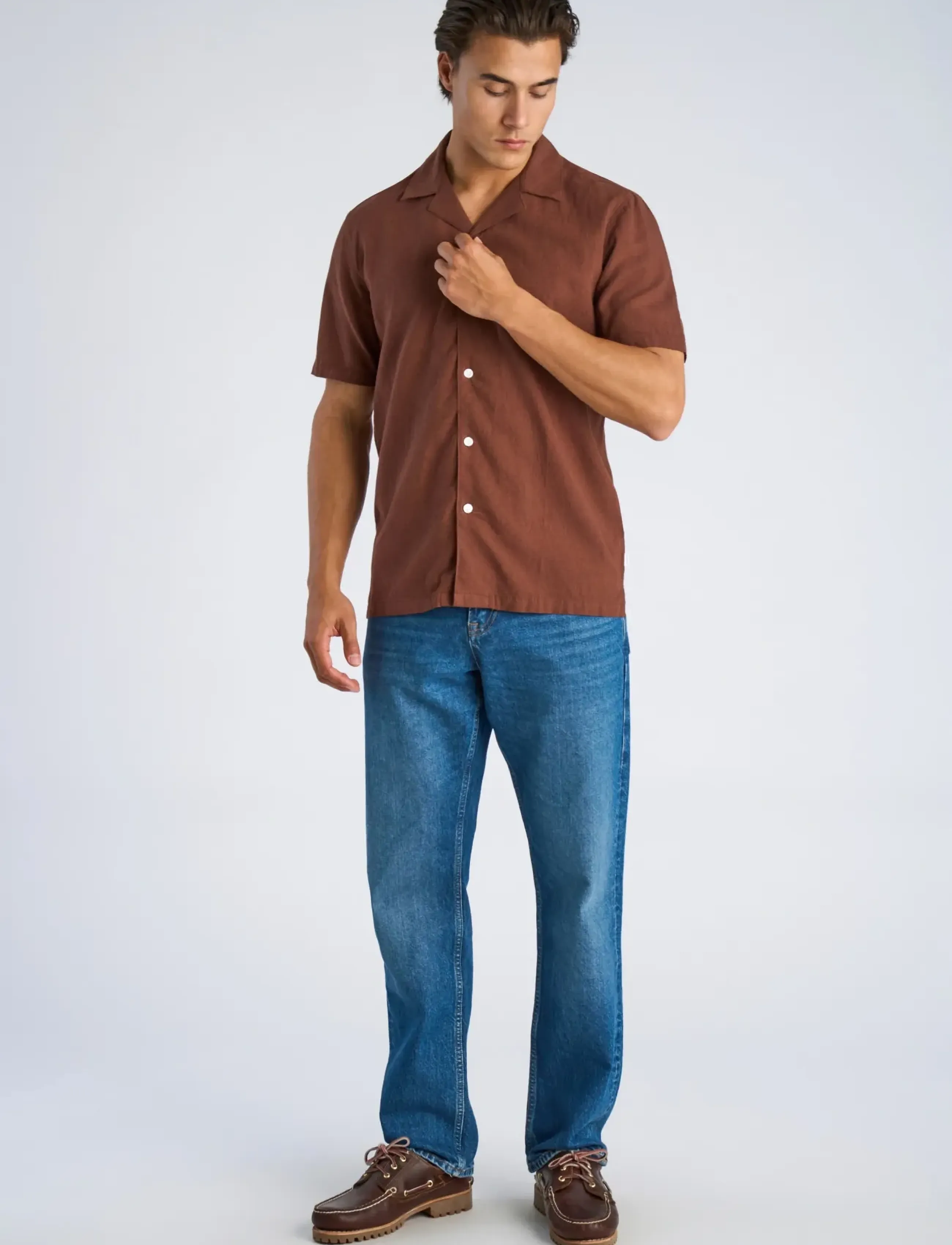 Lindbergh Casual linen blend resort S/S - Skjorter - CACAO / brown