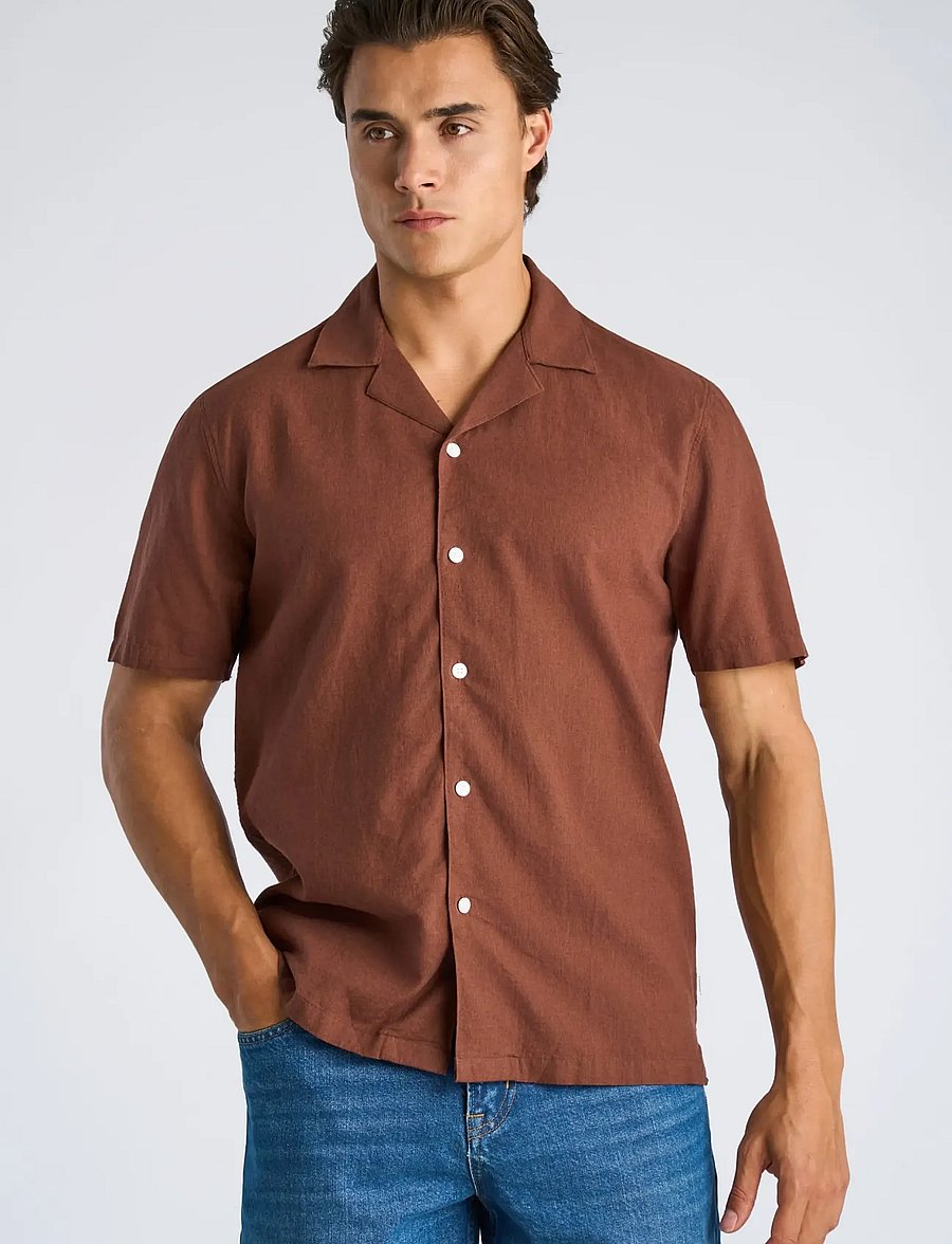 Lindbergh - Casual linen blend resort S/S - kurzarmhemden - cacao - 3