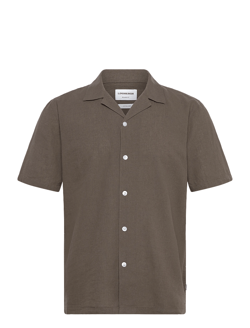 Lindbergh - Casual linen blend resort S/S - short-sleeved shirts - dusty stone - 1