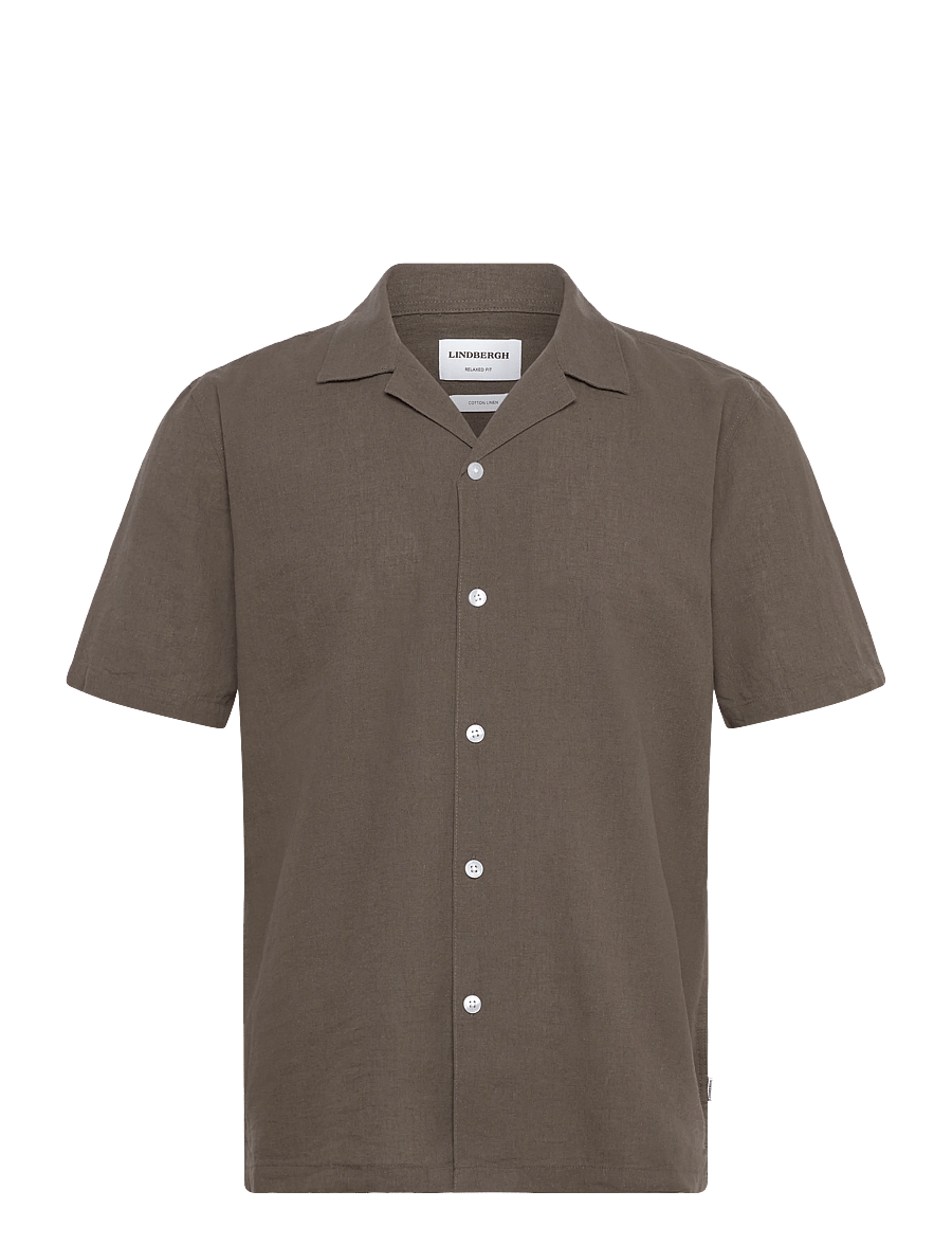 Lindbergh - Casual linen blend resort S/S - kurzarmhemden - dusty stone - 1