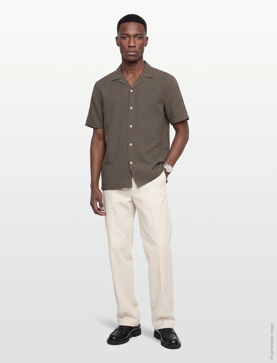 Lindbergh - Casual linen blend resort S/S - kurzarmhemden - dusty stone - 0