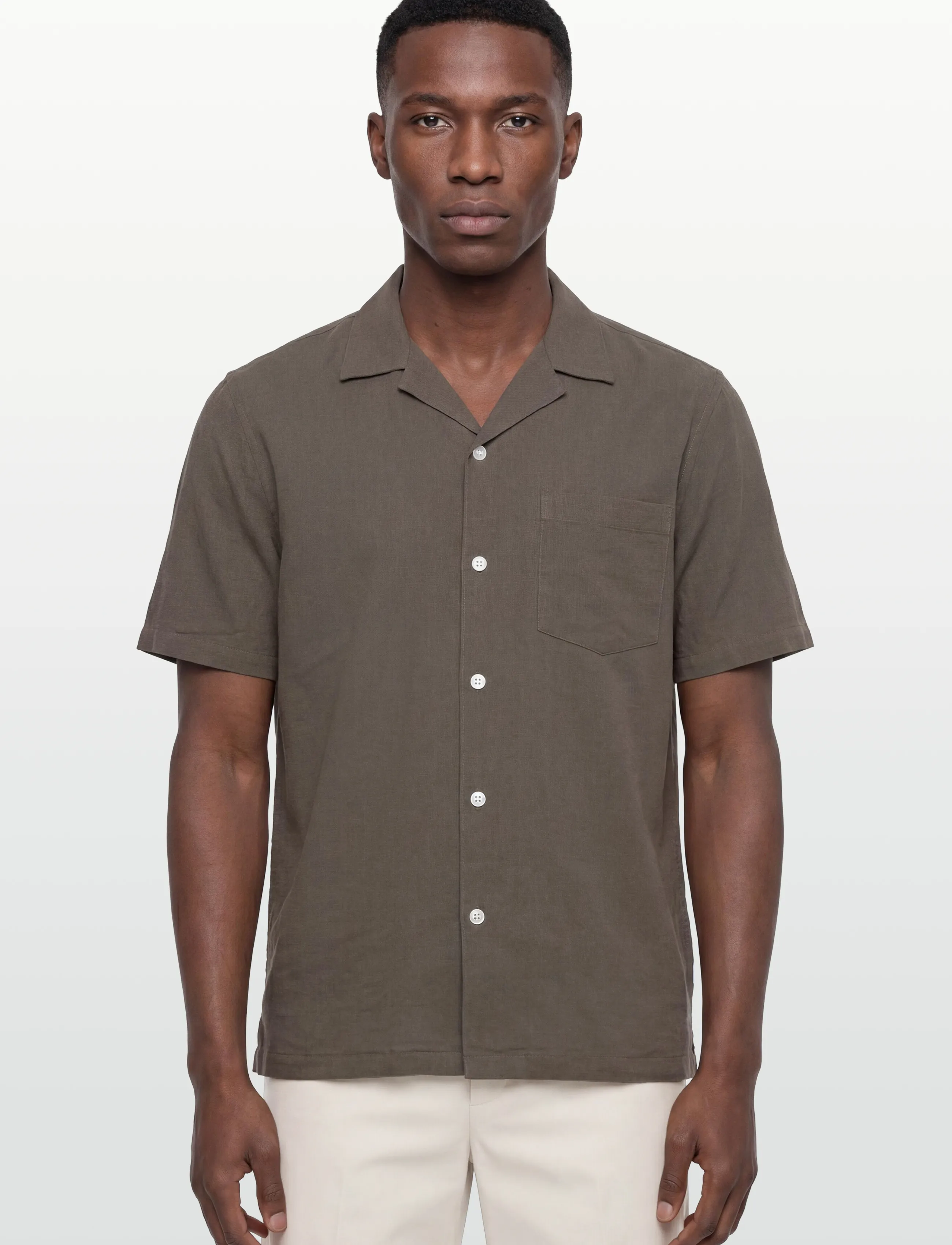 Lindbergh - Casual linen blend resort S/S - kurzarmhemden - dusty stone - 3