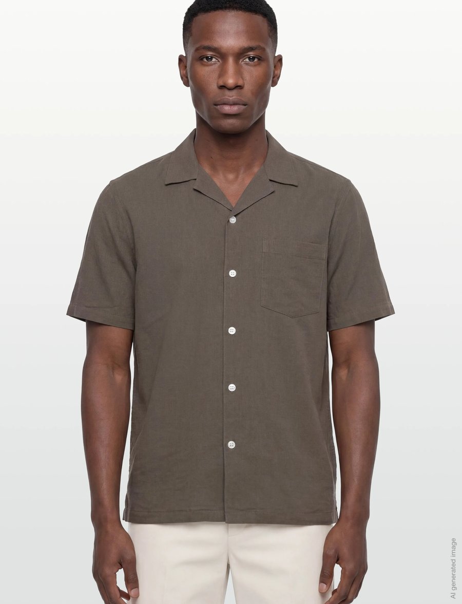 Lindbergh - Casual linen blend resort S/S - kurzarmhemden - dusty stone - 3