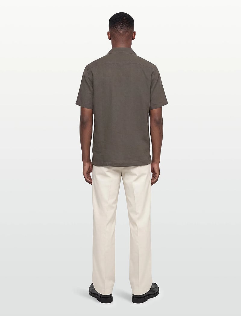 Lindbergh - Casual linen blend resort S/S - short-sleeved shirts - dusty stone - 4