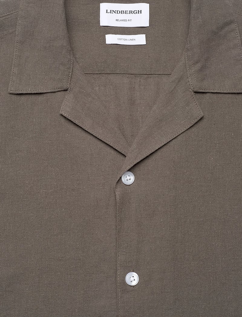 Lindbergh - Casual linen blend resort S/S - short-sleeved shirts - dusty stone - 5