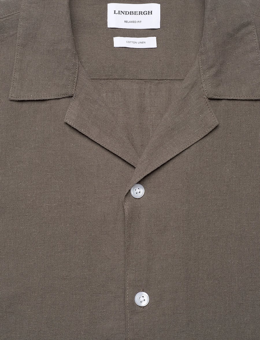 Lindbergh - Casual linen blend resort S/S - kurzarmhemden - dusty stone - 5
