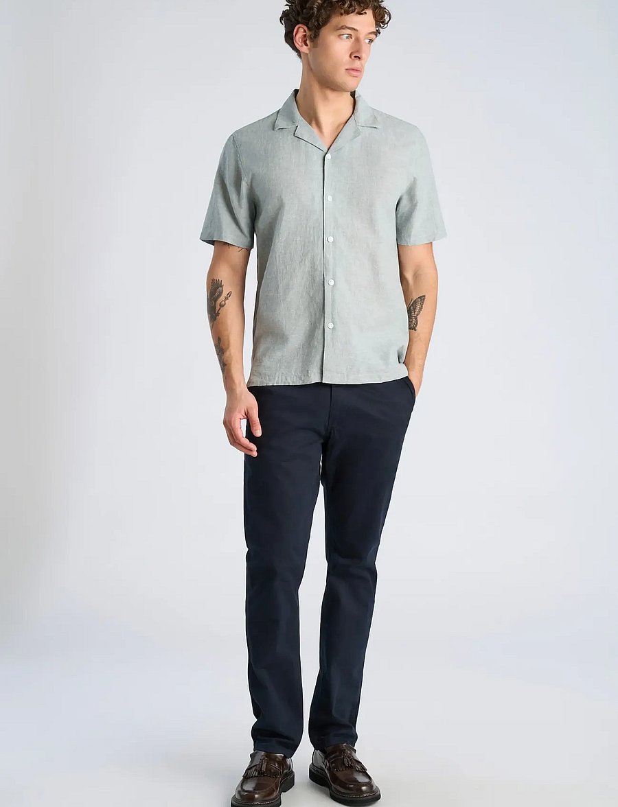 Lindbergh - Casual linen blend resort S/S - kurzarmhemden - faded aqua - 0