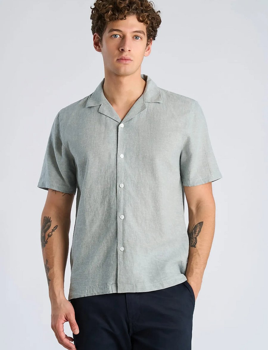 Lindbergh - Casual linen blend resort S/S - kurzarmhemden - faded aqua - 3