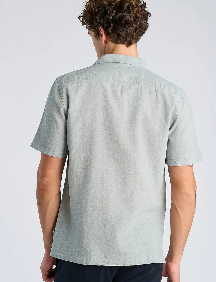 Lindbergh - Casual linen blend resort S/S - kurzarmhemden - faded aqua - 4