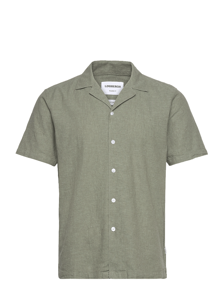 Lindbergh - Casual linen blend resort S/S - kurzarmhemden - faded green - 1