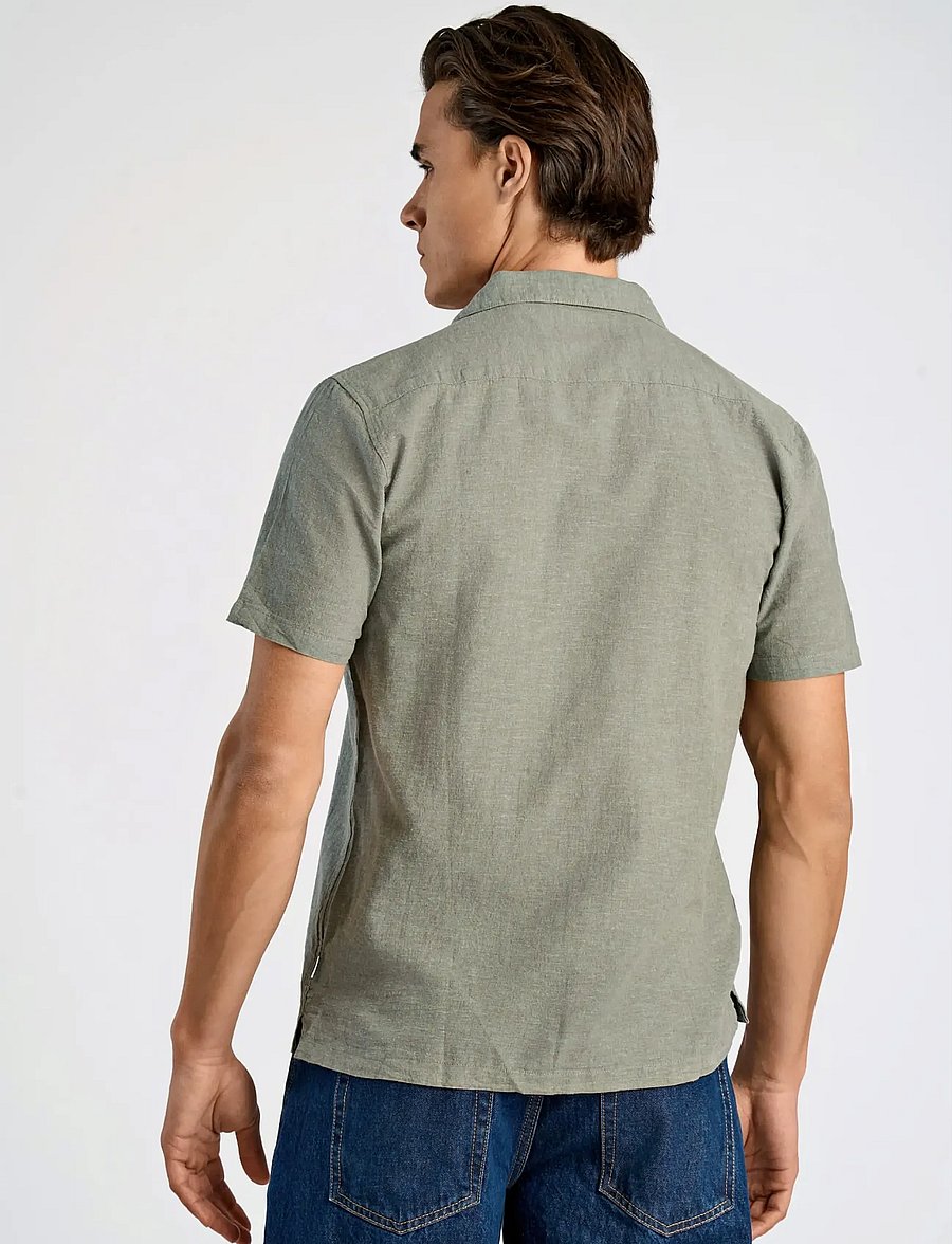 Lindbergh - Casual linen blend resort S/S - kurzarmhemden - faded green - 4
