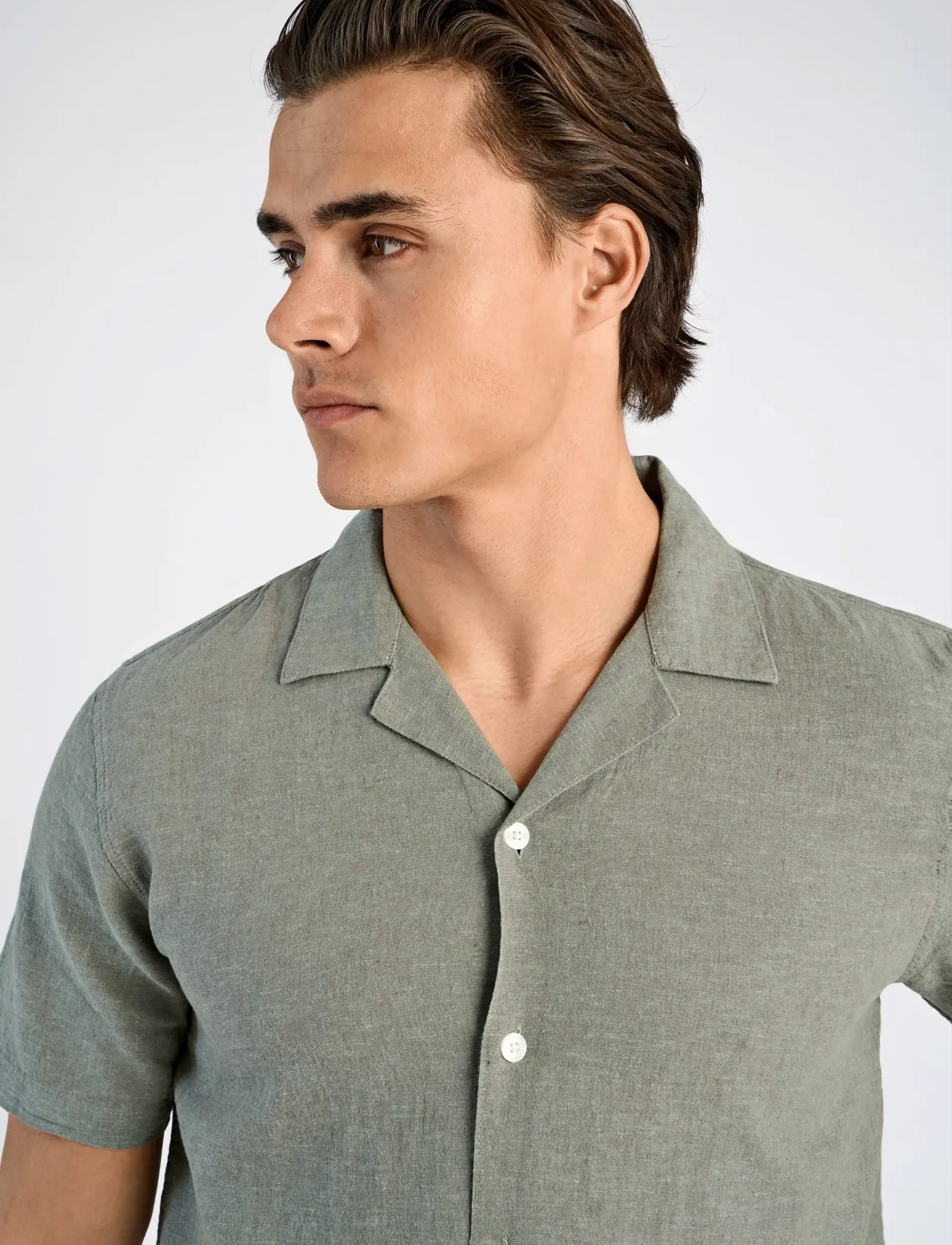 Lindbergh - Casual linen blend resort S/S - lühikeste varrukatega särgid - faded green - 5
