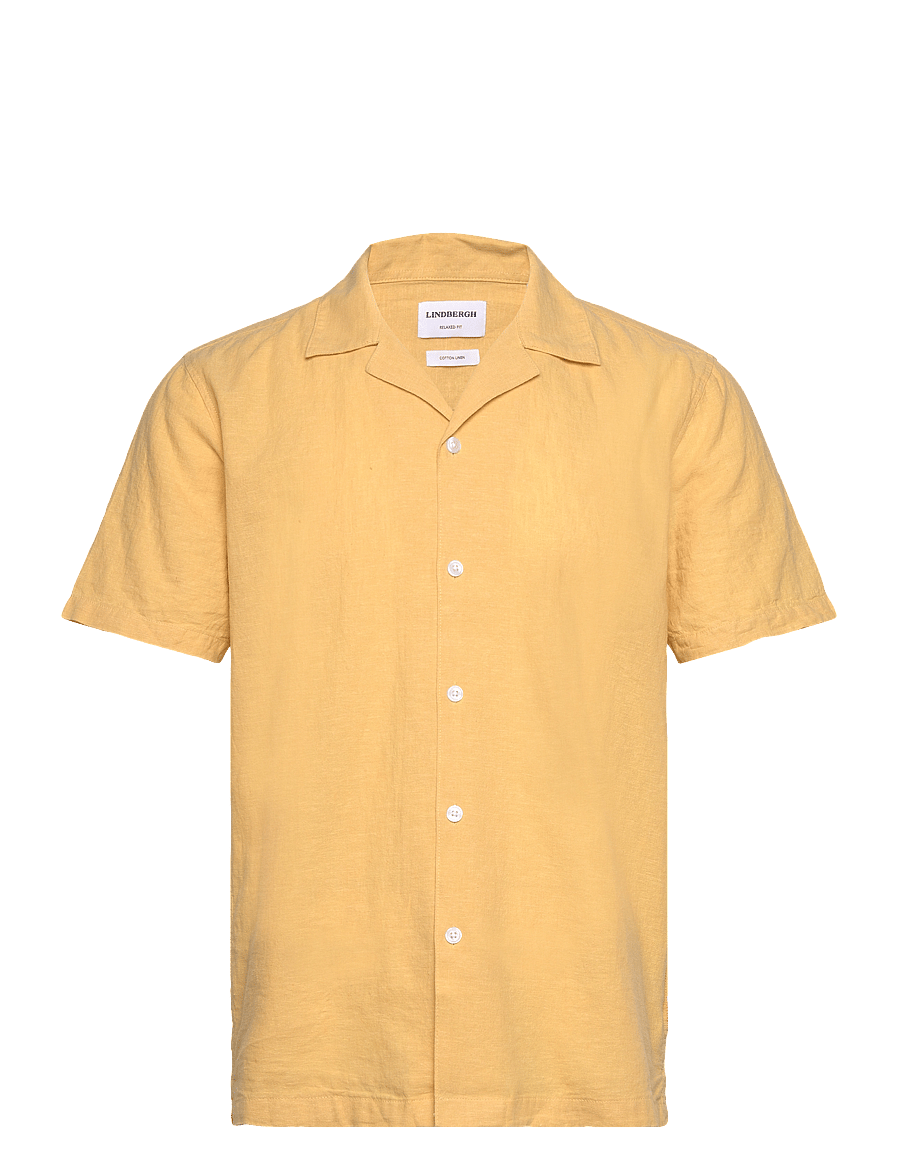 Lindbergh - Casual linen blend resort S/S - kurzarmhemden - faded yellow - 1