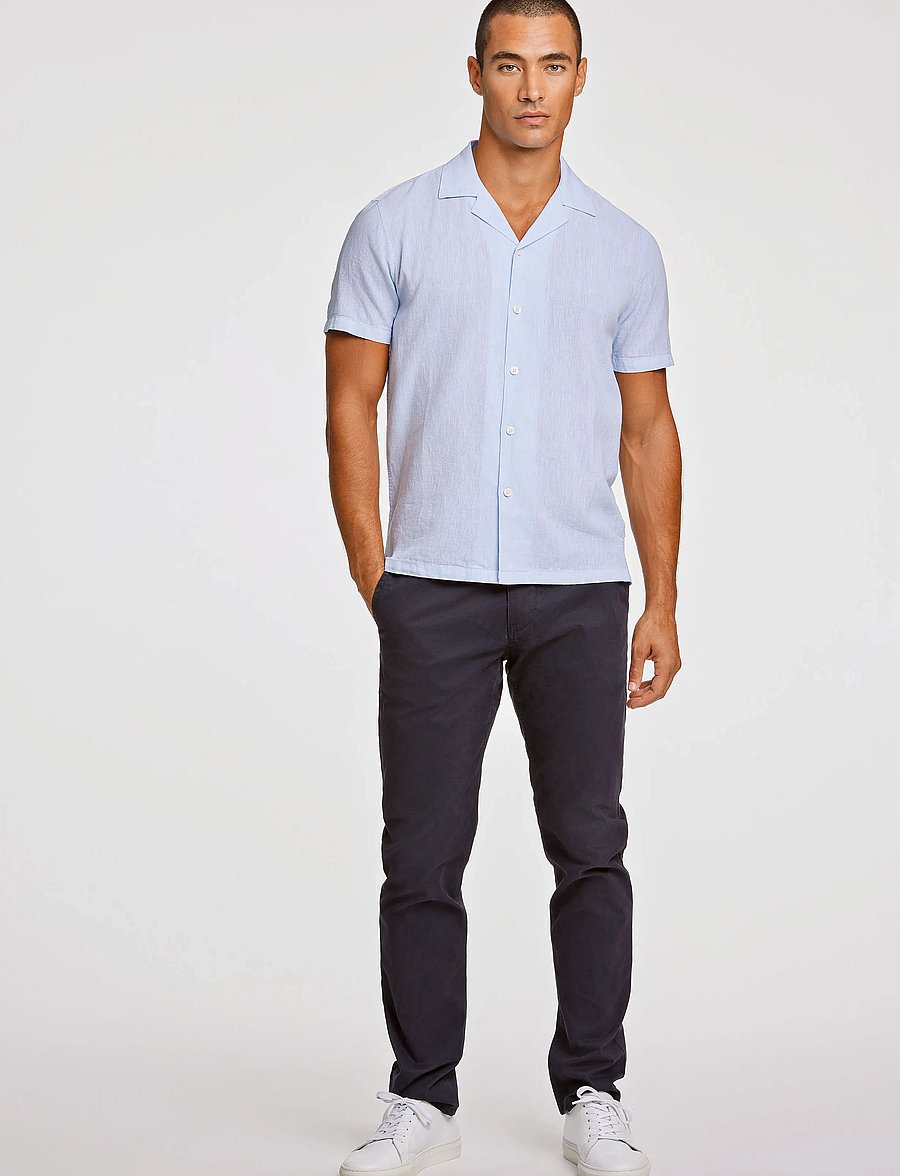 Lindbergh - Casual linen blend resort S/S - overhemden met korte mouw - light blue - 4
