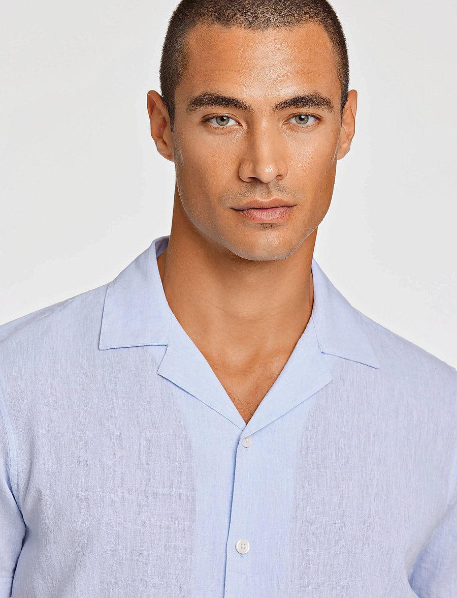 Lindbergh - Casual linen blend resort S/S - kurzarmhemden - light blue - 5