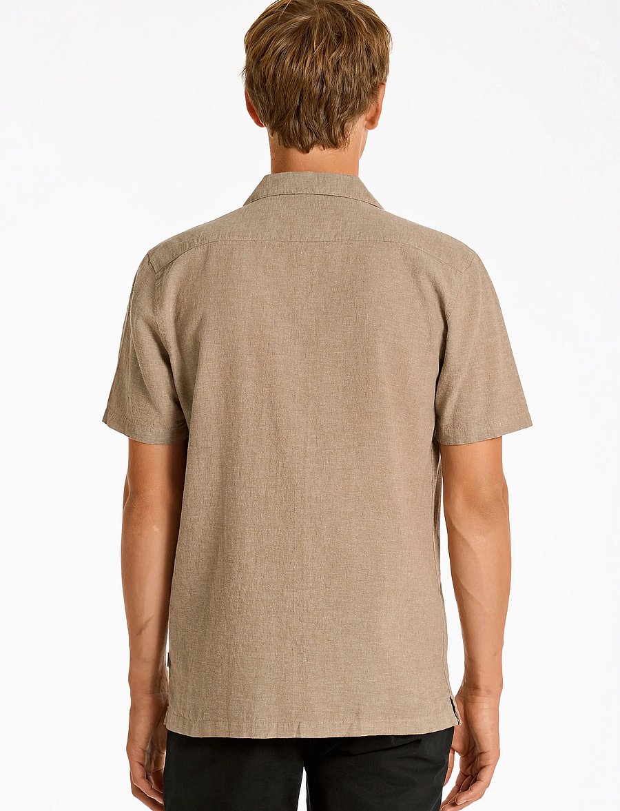 Lindbergh - Casual linen blend resort S/S - kurzarmhemden - mid stone - 3