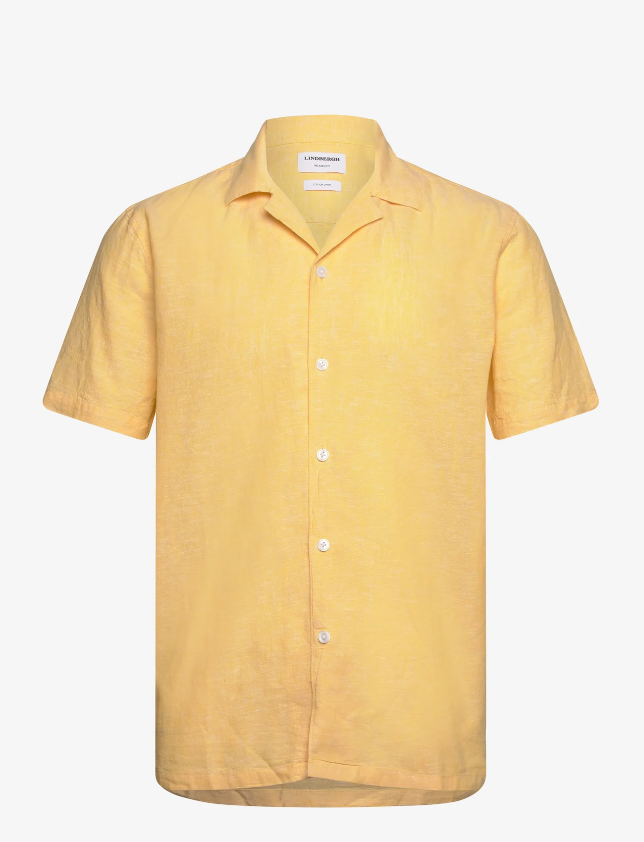 Lindbergh - Casual linen blend resort S/S - lininiai marškiniai - mid yellow - 0