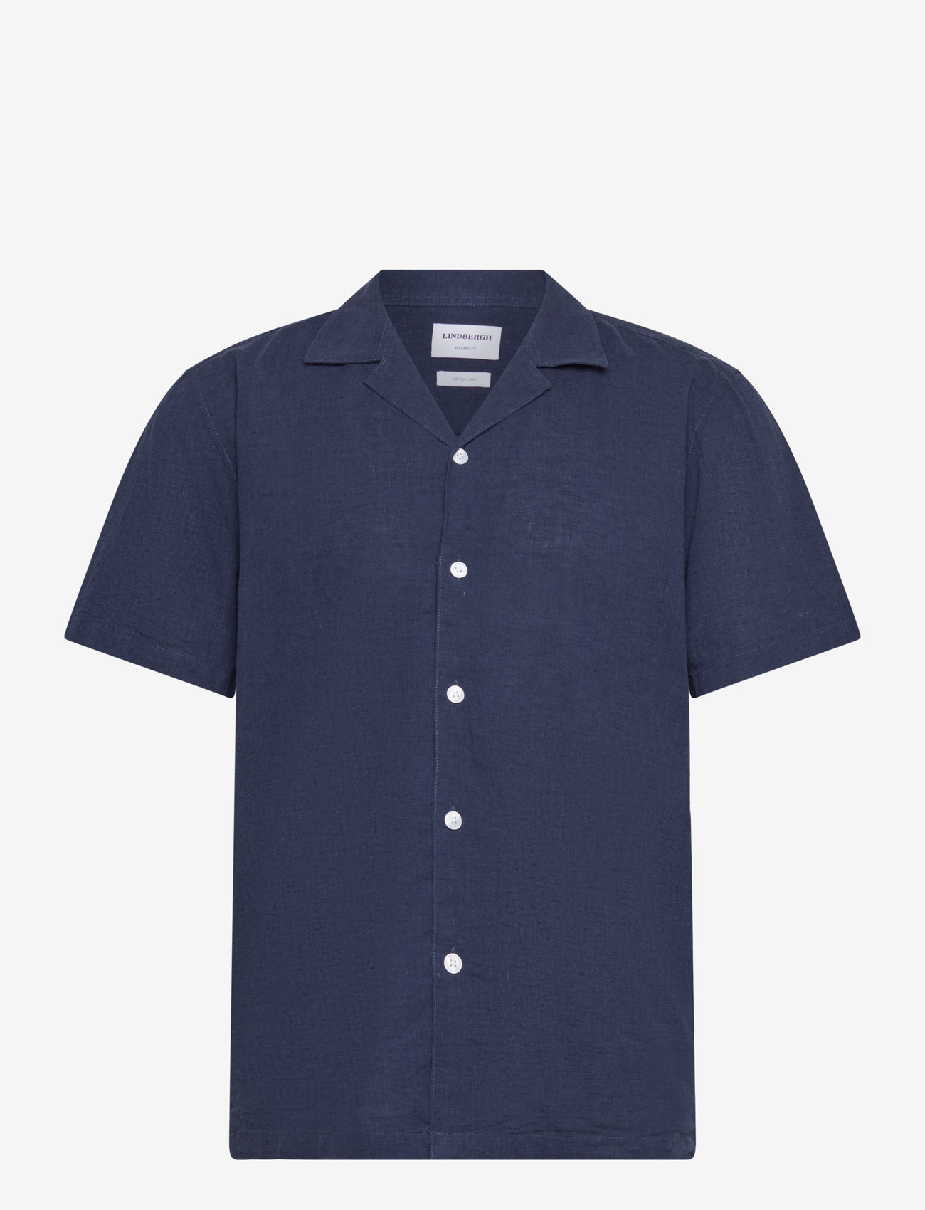 Lindbergh - Casual linen blend resort S/S - kortærmede skjorter - navy - 1