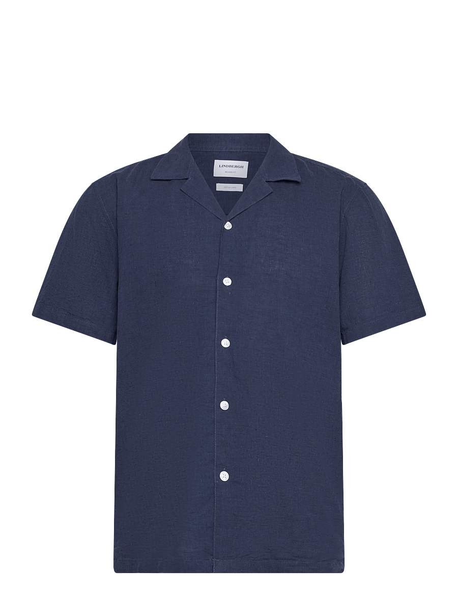 Lindbergh - Casual linen blend resort S/S - kurzarmhemden - navy - 1