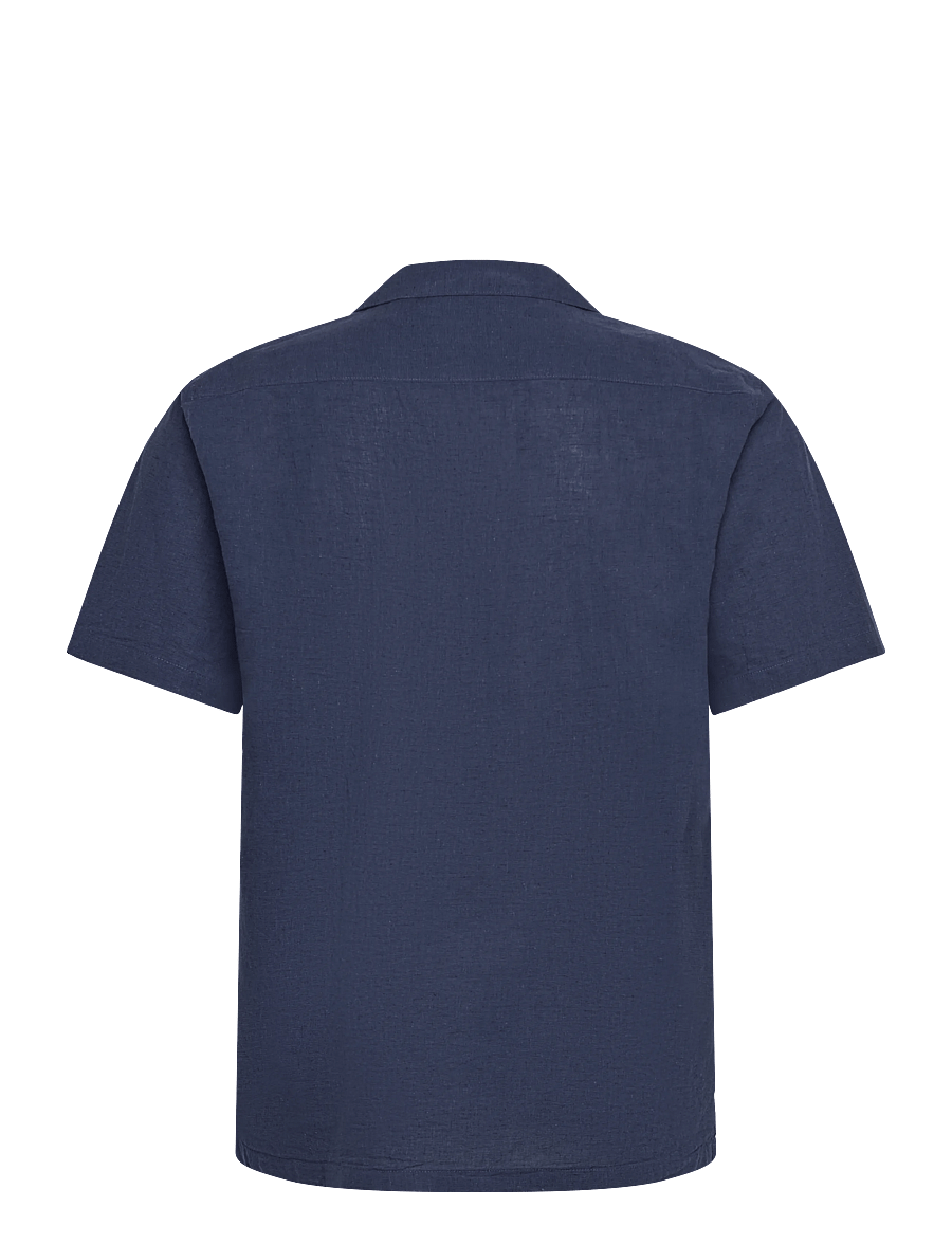 Lindbergh - Casual linen blend resort S/S - kurzarmhemden - navy - 2
