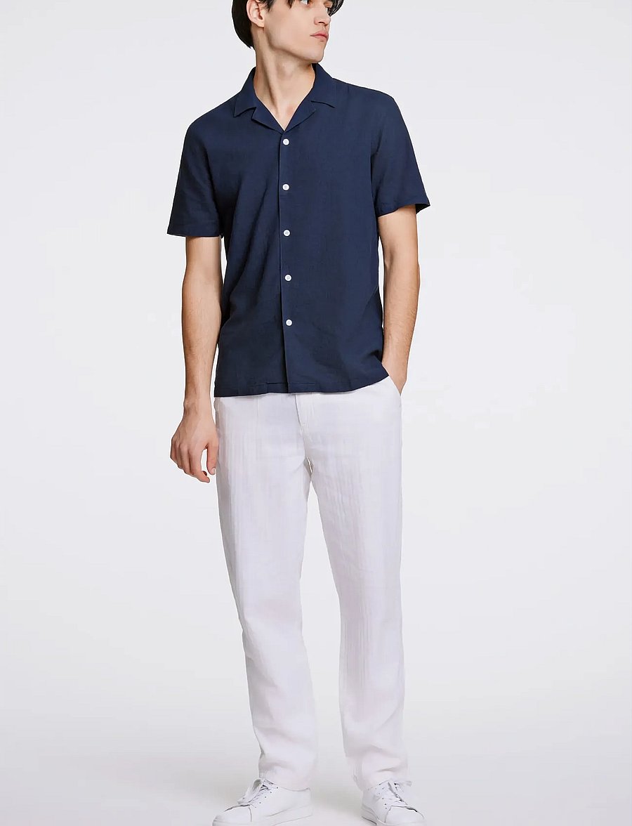 Lindbergh - Casual linen blend resort S/S - kurzarmhemden - navy - 0