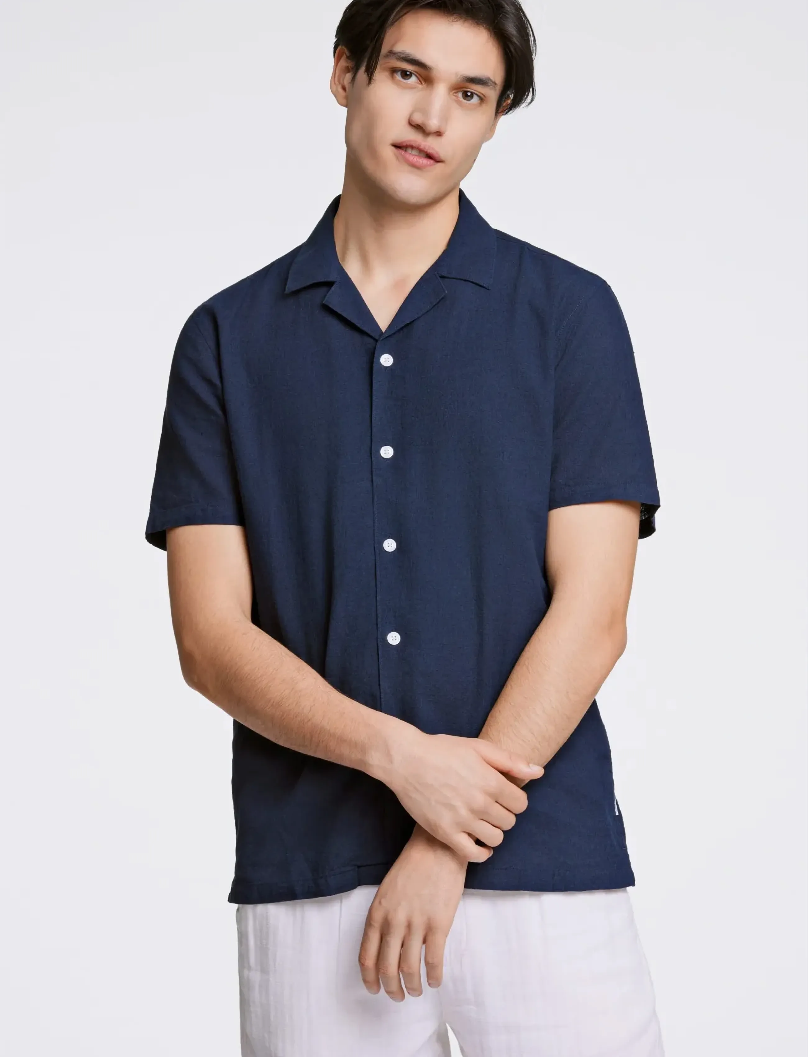 Lindbergh - Casual linen blend resort S/S - kurzarmhemden - navy - 3