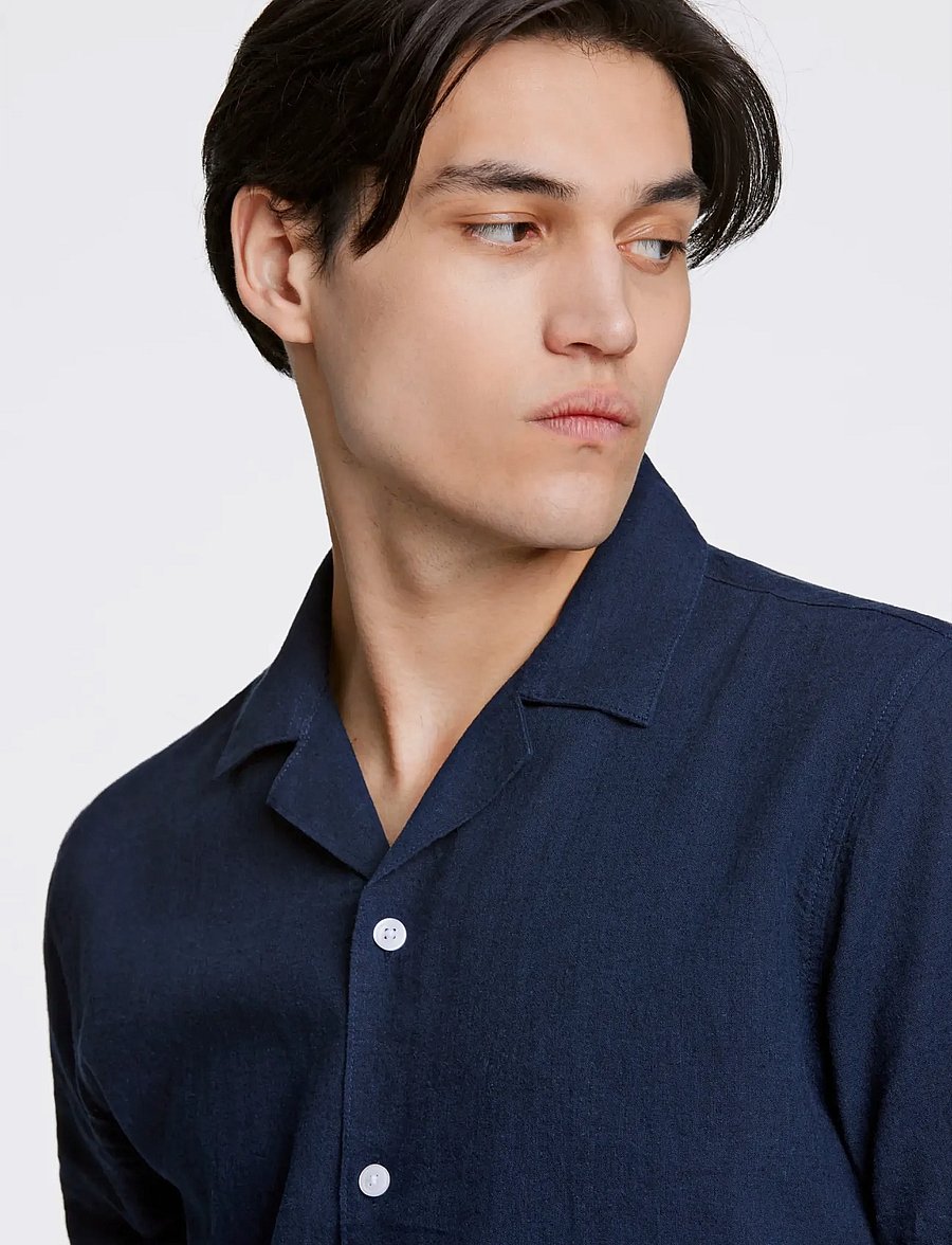 Lindbergh - Casual linen blend resort S/S - kurzarmhemden - navy - 5