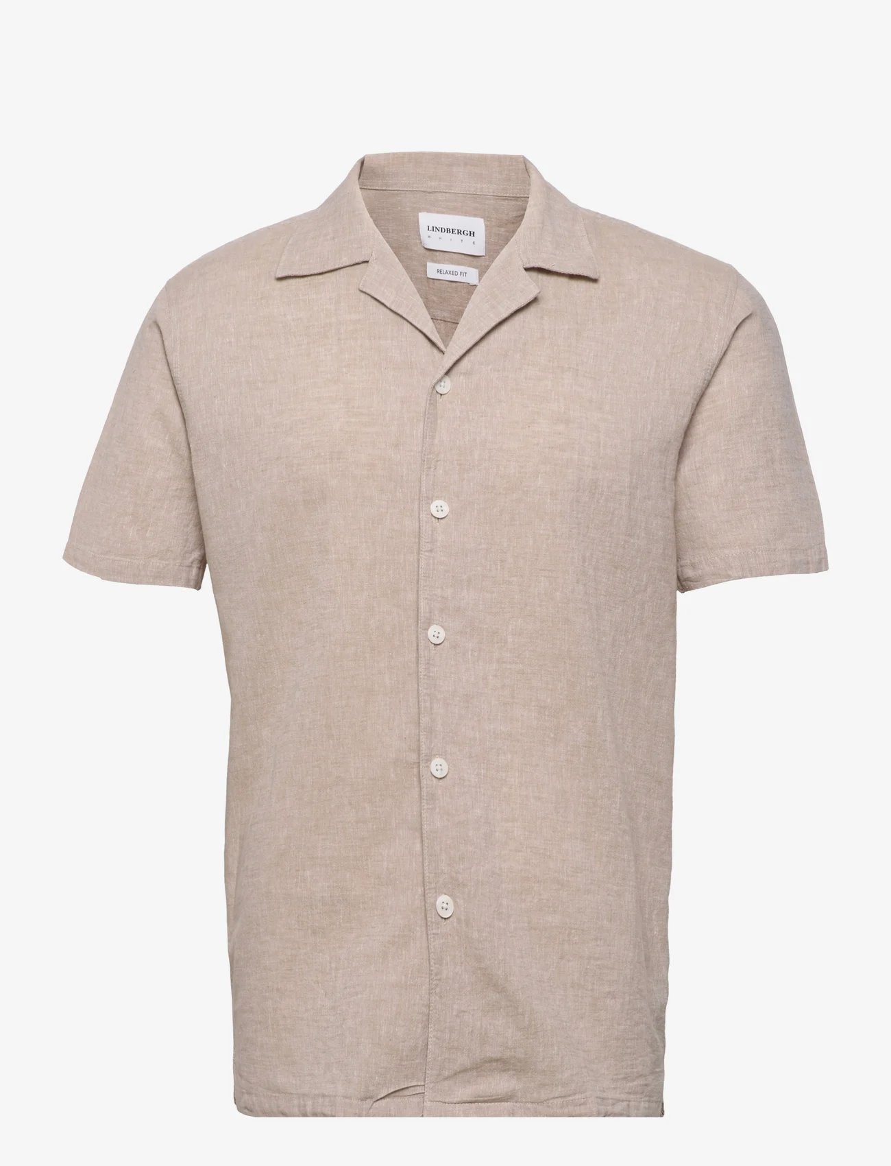 Lindbergh - Casual linen blend resort S/S - linen shirts - sand - 0