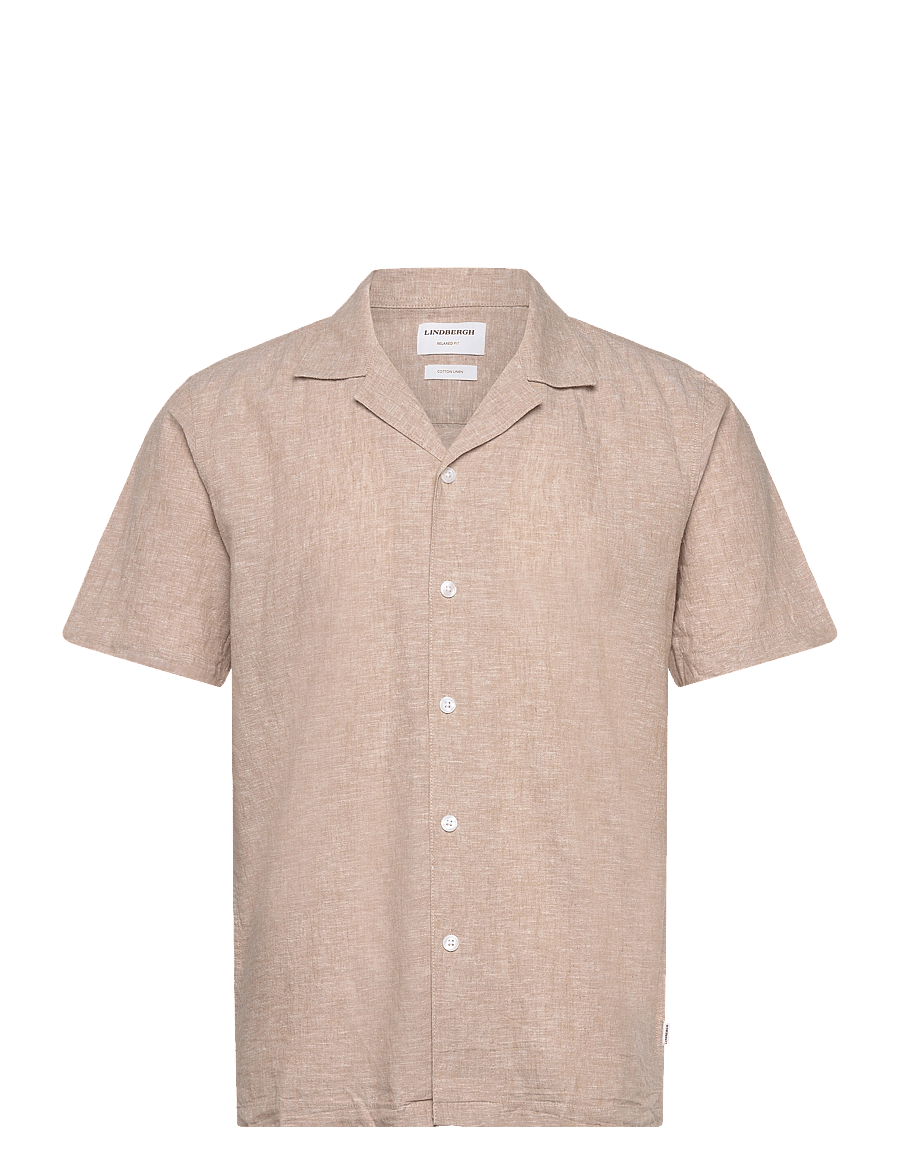Lindbergh - Casual linen blend resort S/S - kurzarmhemden - sand - 1