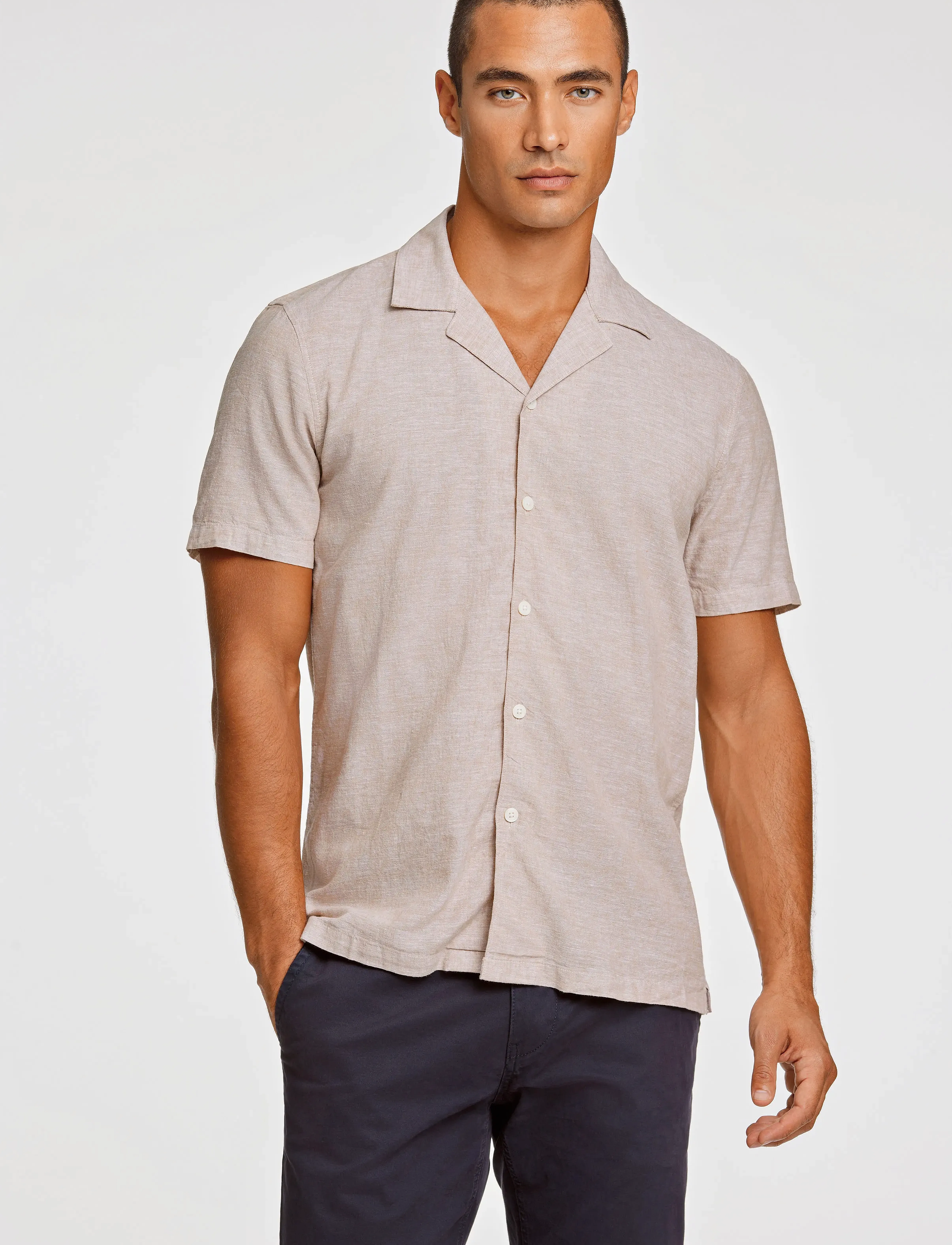 Lindbergh Casual linen blend resort S/S - Skjorter - SAND / beige