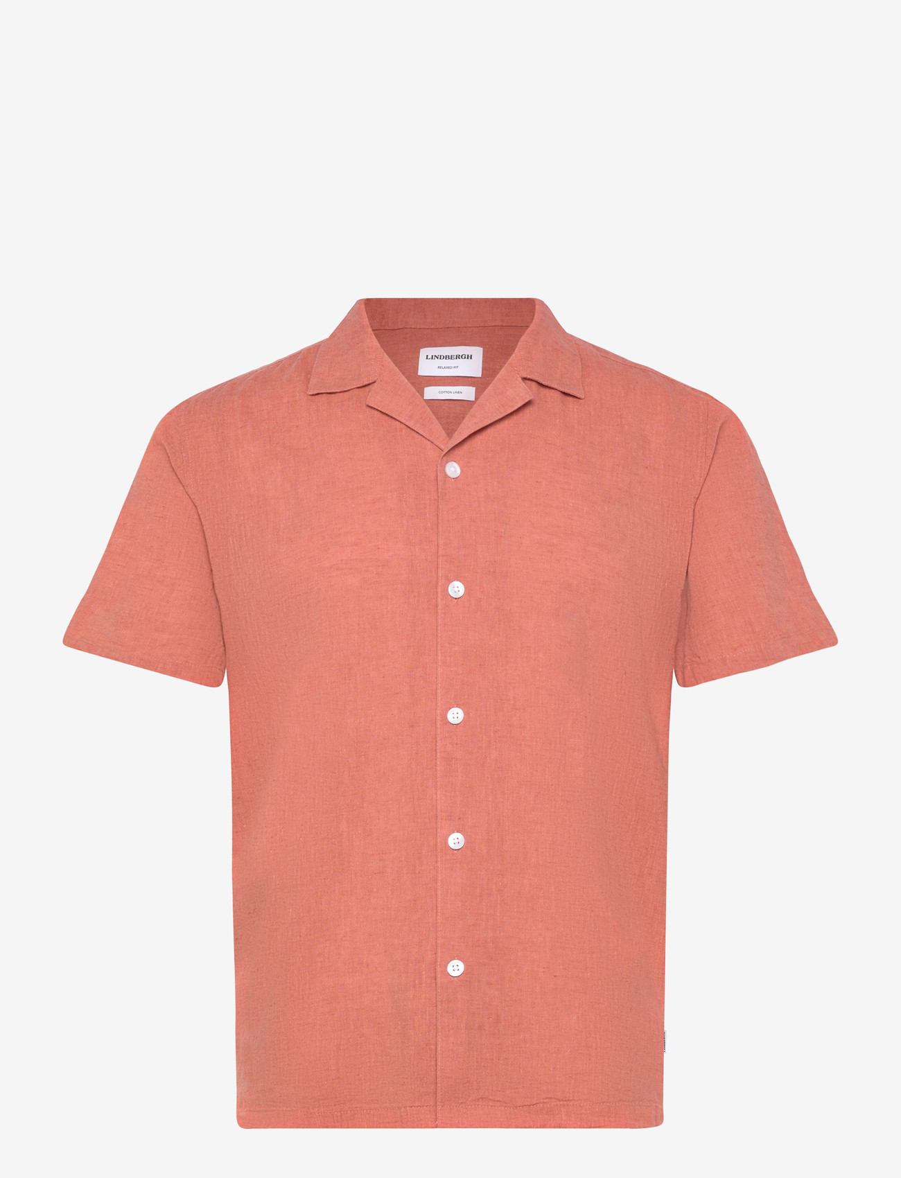 Lindbergh - Casual linen blend resort S/S - kortærmede skjorter - soft coral - 1
