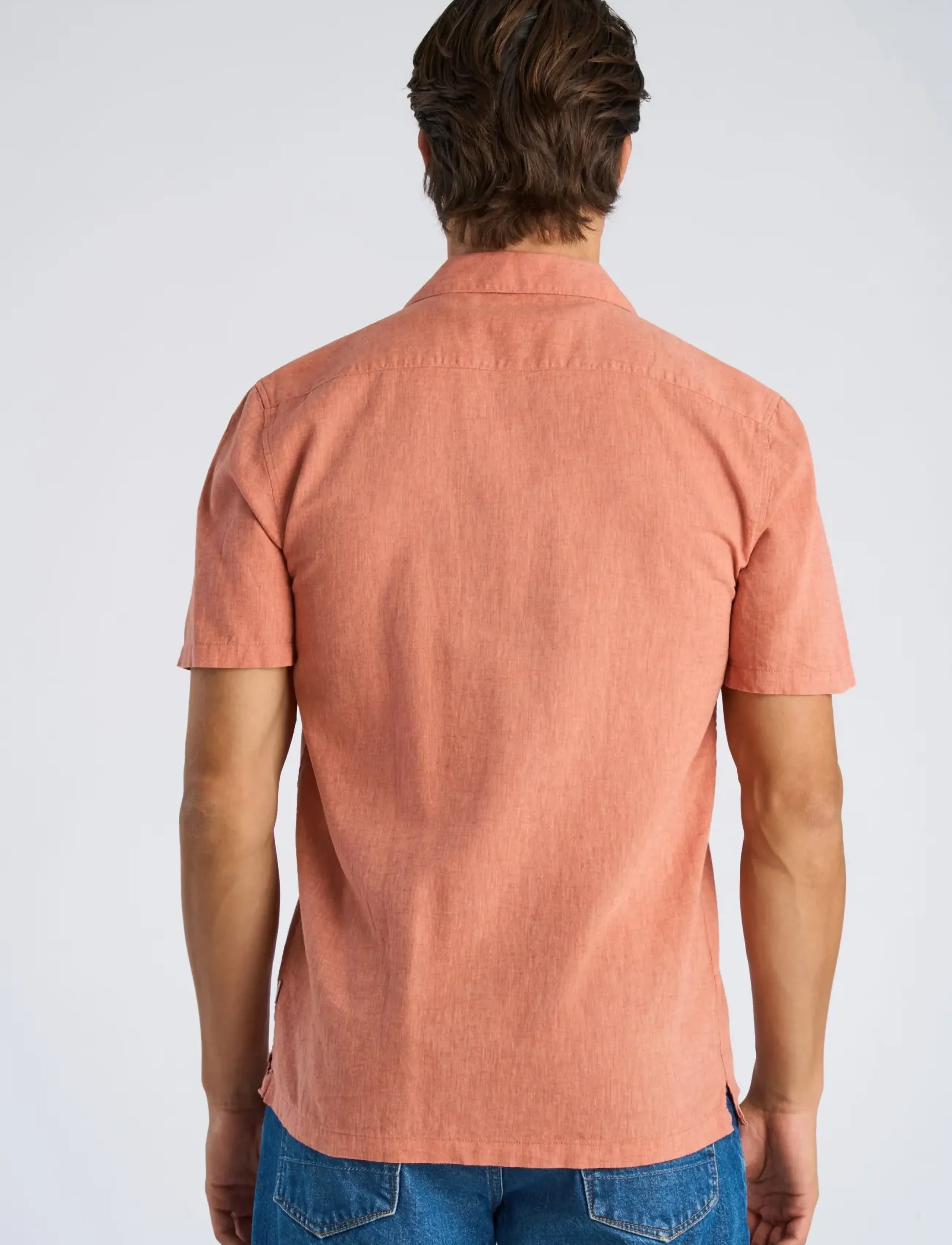 Lindbergh - Casual linen blend resort S/S - kurzarmhemden - soft coral - 4