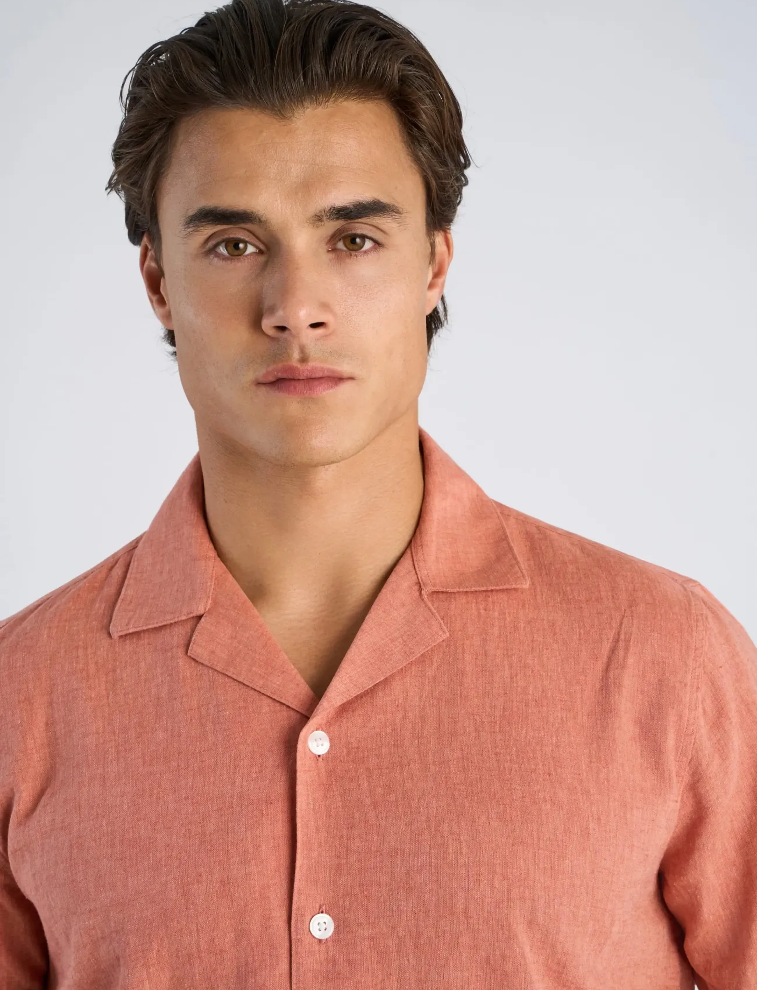 Lindbergh - Casual linen blend resort S/S - kurzarmhemden - soft coral - 5