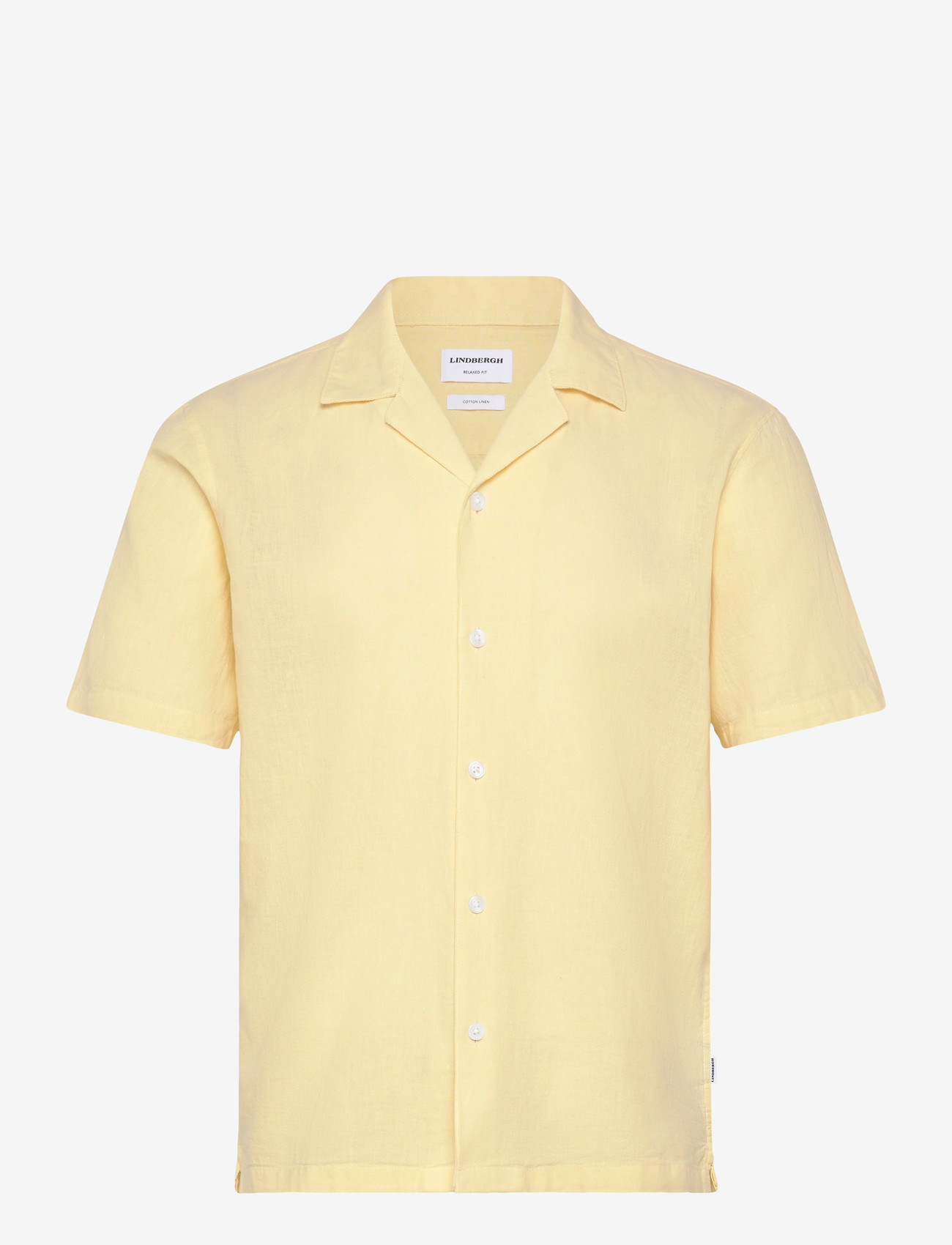 Lindbergh - Casual linen blend resort S/S - overhemden met korte mouw - soft yellow - 1