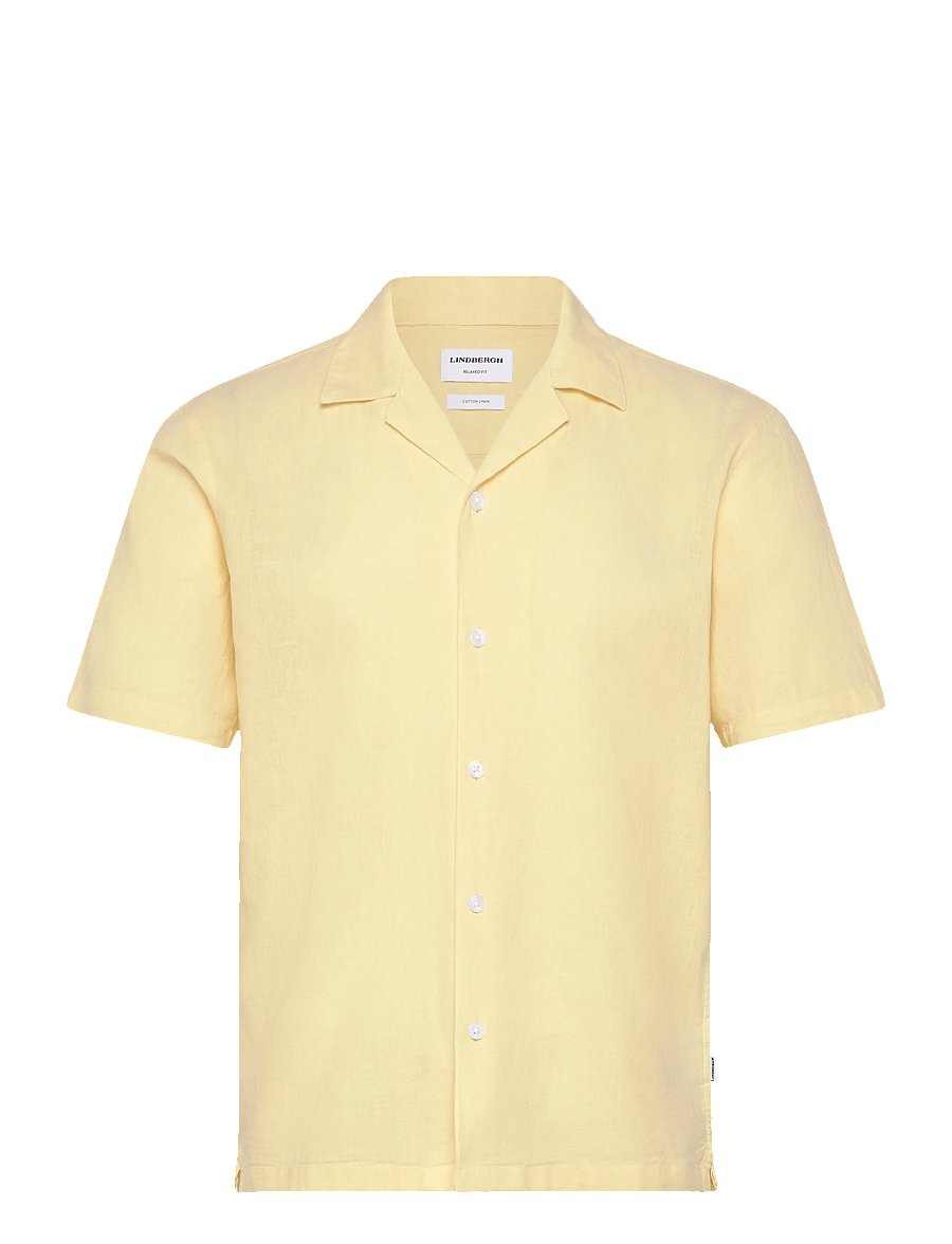 Lindbergh - Casual linen blend resort S/S - kortärmade skjortor - soft yellow - 1
