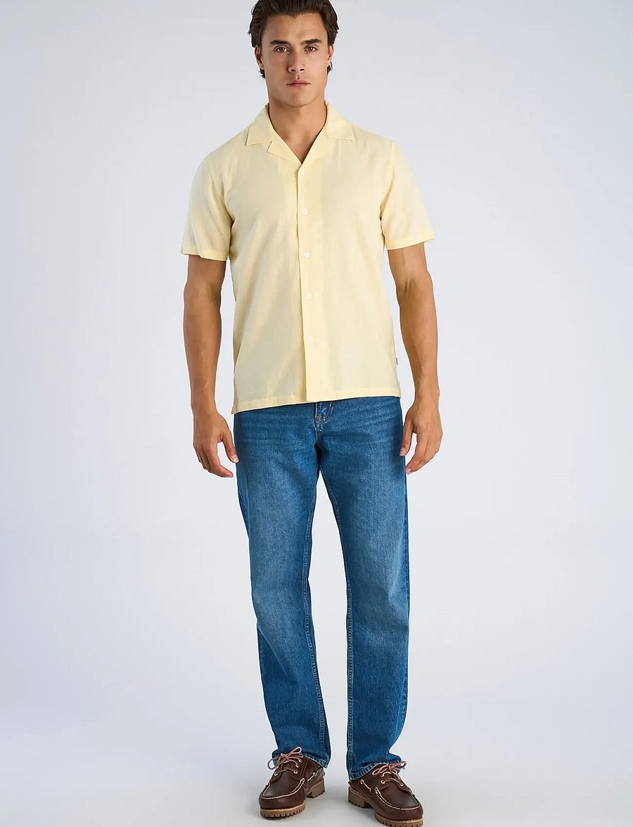 Lindbergh - Casual linen blend resort S/S - kortärmade skjortor - soft yellow - 0