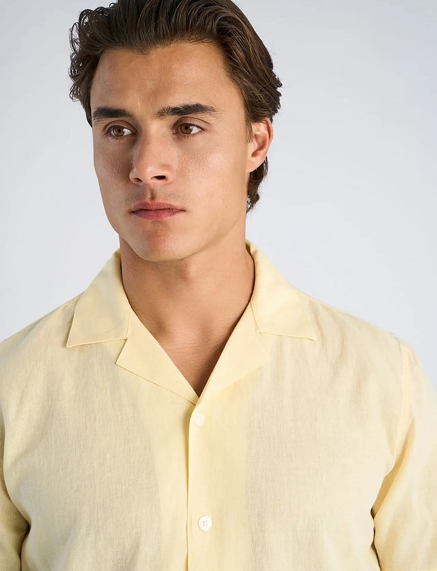 Lindbergh - Casual linen blend resort S/S - kortärmade skjortor - soft yellow - 5