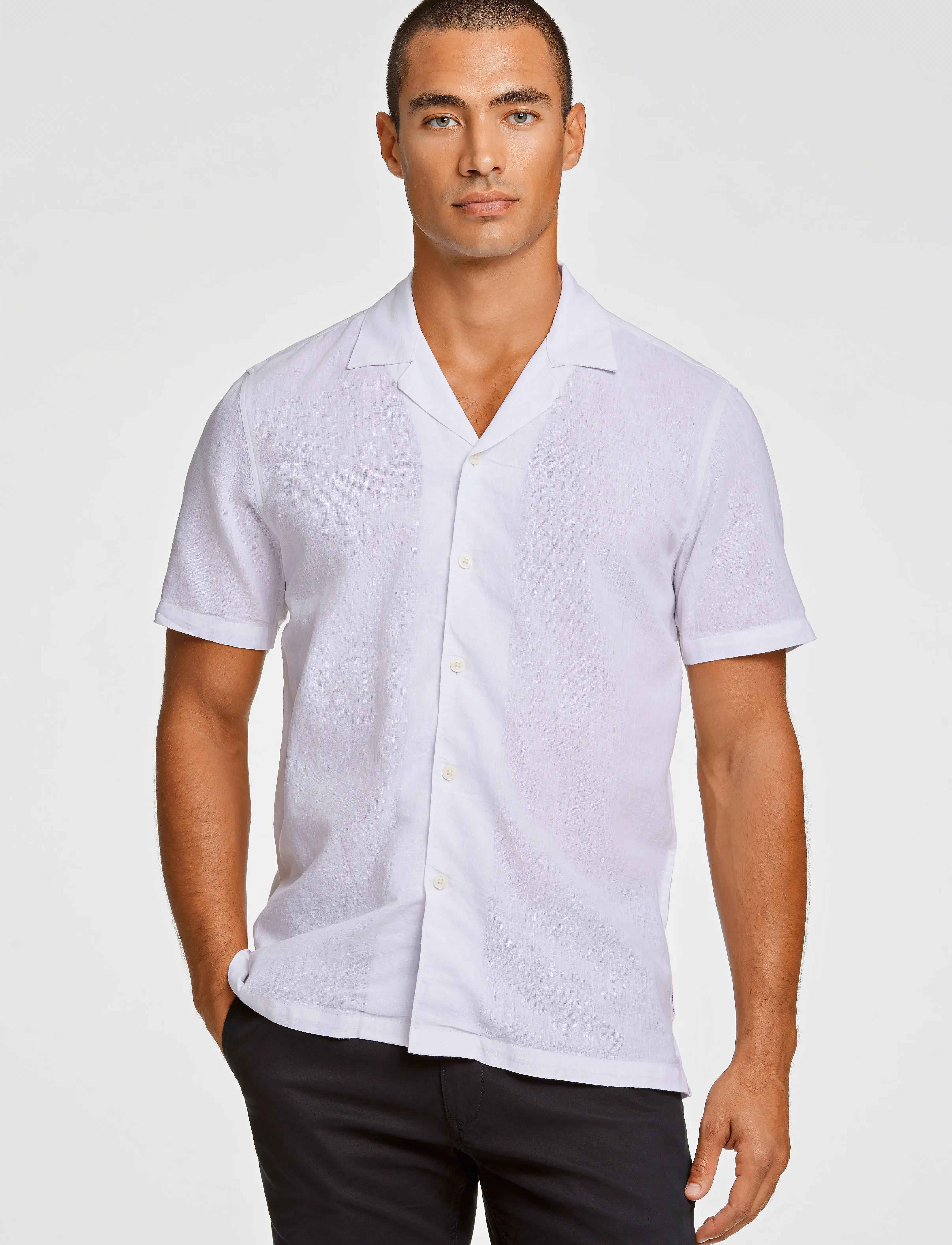 Lindbergh Casual linen blend resort S/S - Hemden - WHITE / white