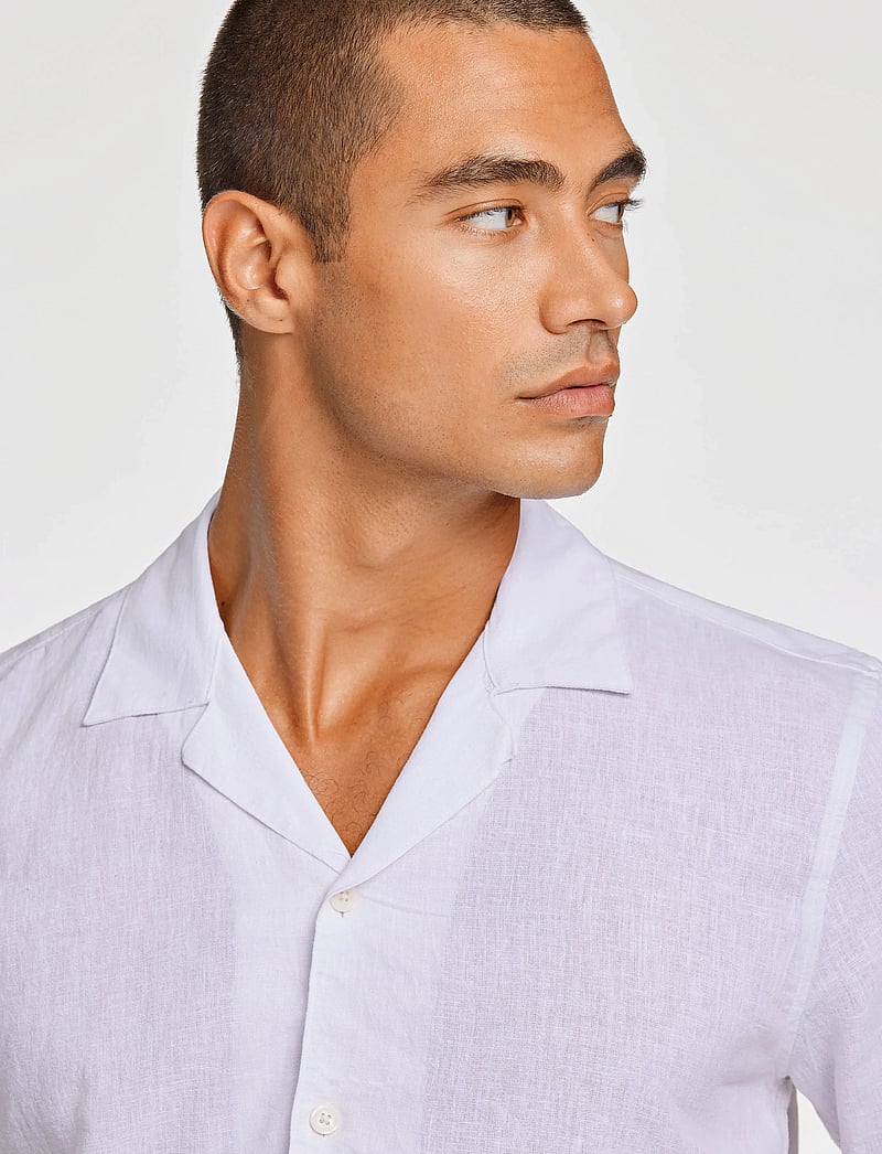 Lindbergh - Casual linen blend resort S/S - linneskjortor - white - 5