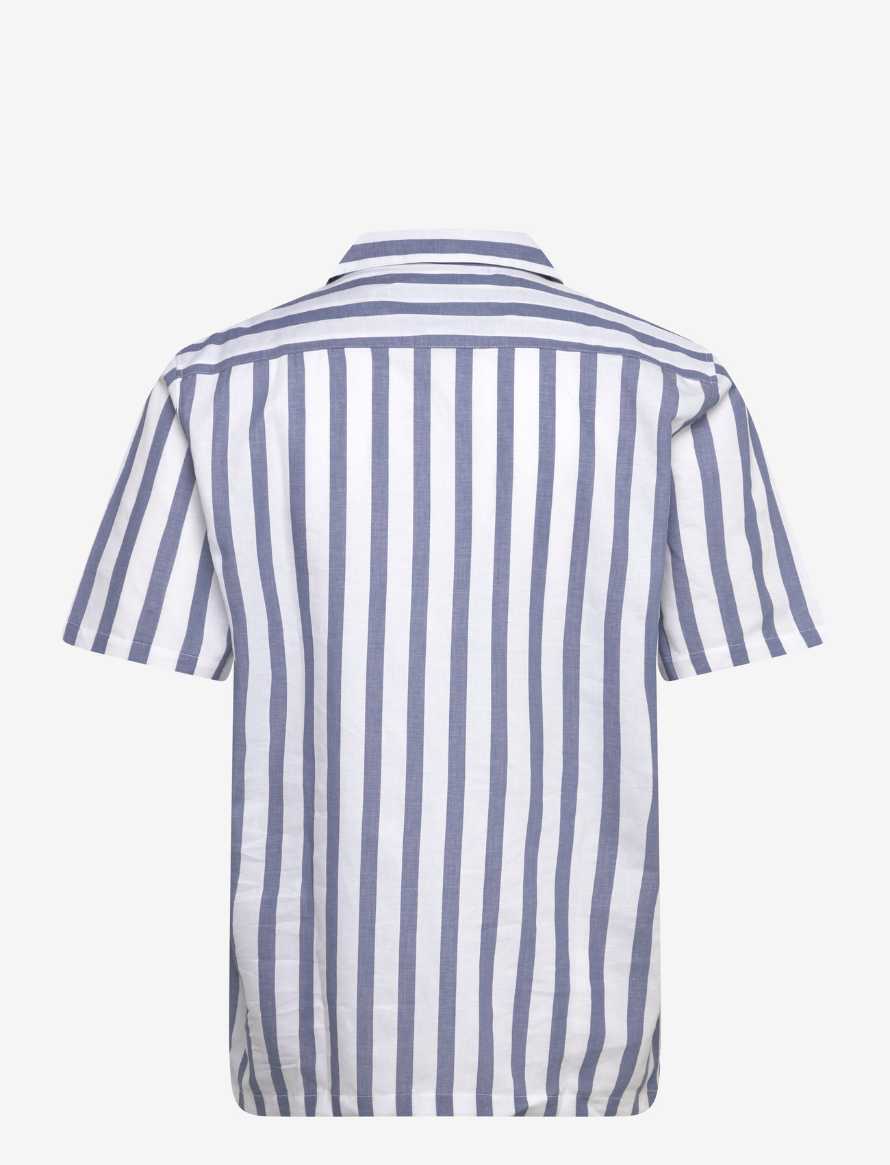 Lindbergh - Cot/lin striped resort S/S - kortærmede skjorter - dusty blue - 2