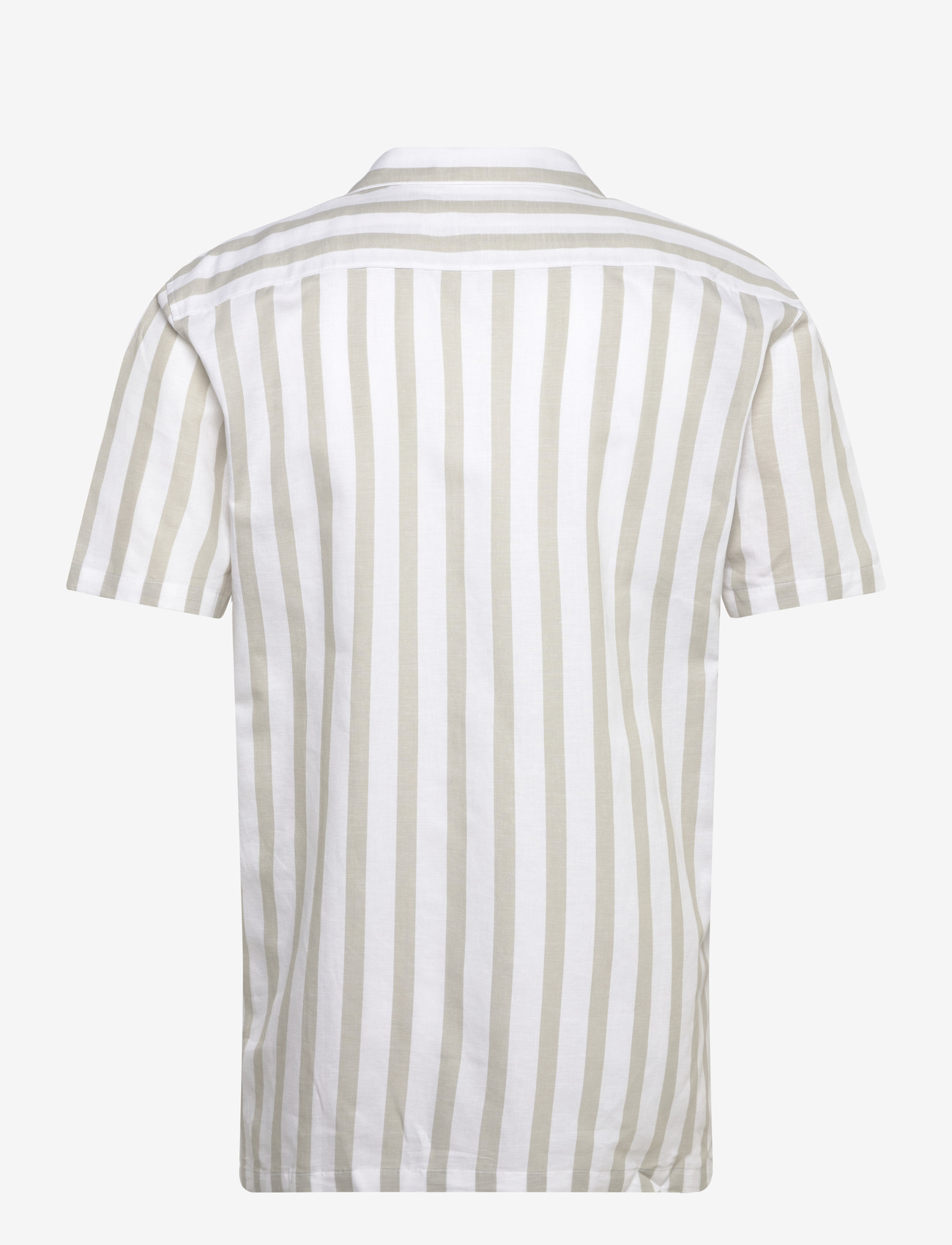 Lindbergh - Cot/lin striped resort S/S - kortærmede skjorter - stone - 2