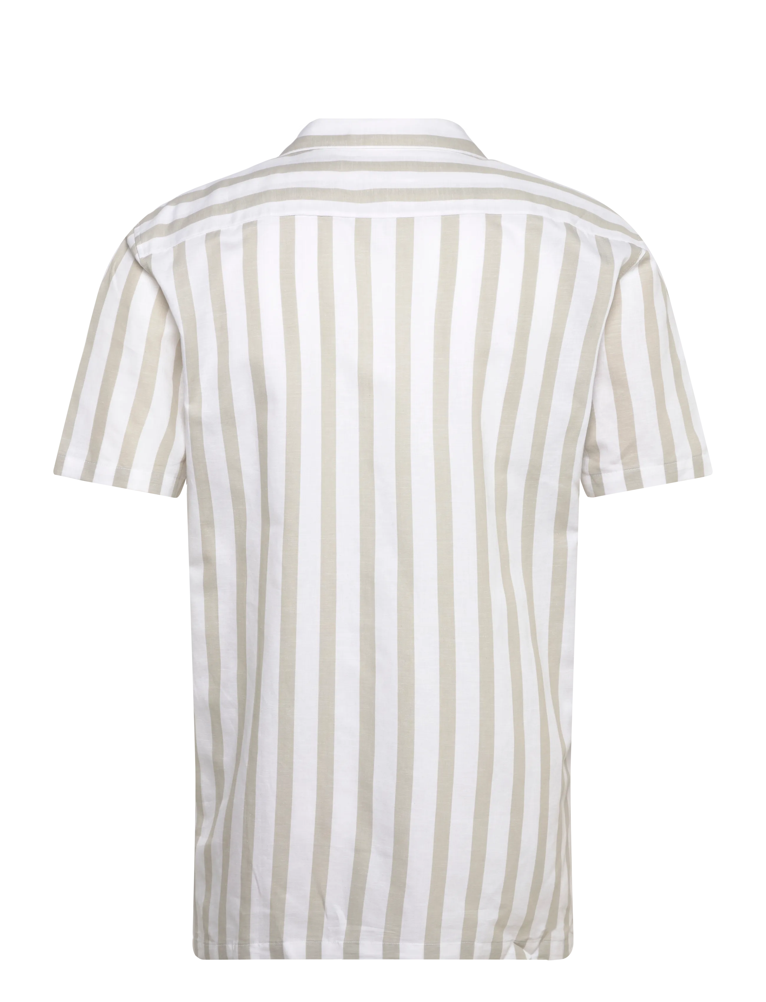 Lindbergh - Cot/lin striped resort S/S - kurzarmhemden - stone - 2