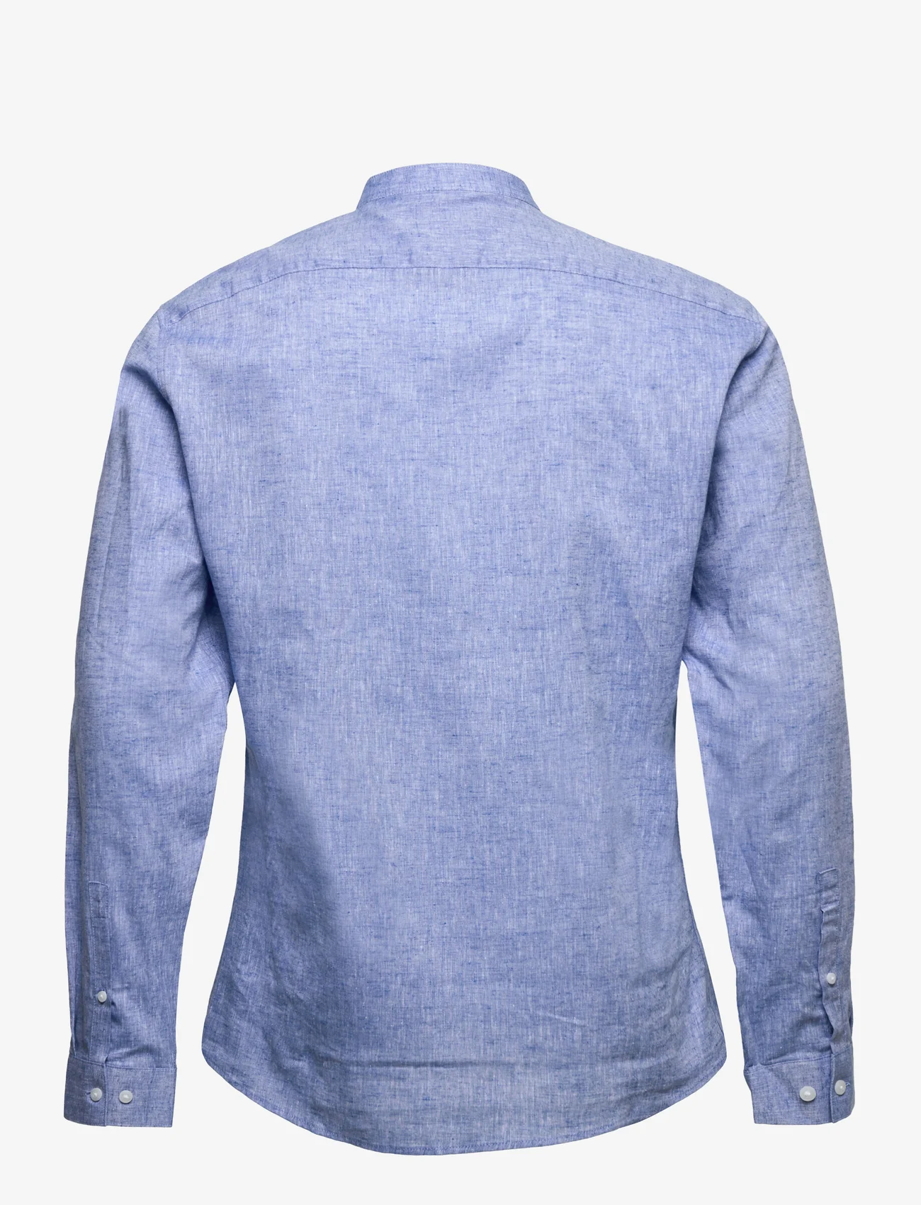 Lindbergh - Mandarin linen blend shirt L/S - linneskjortor - dk blue - 1